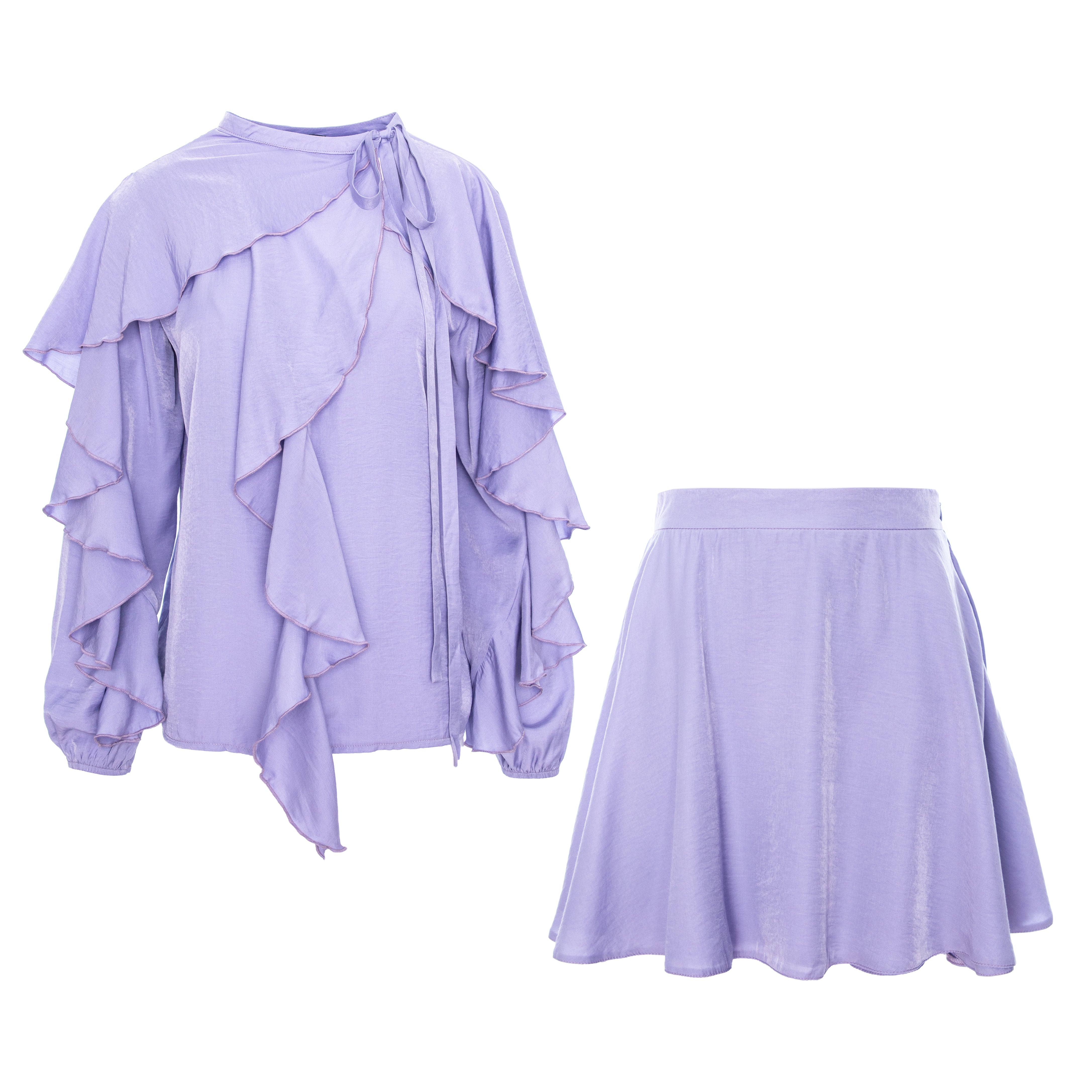 Rochie înfășurată Lavender Dreams cu volane în cascadă