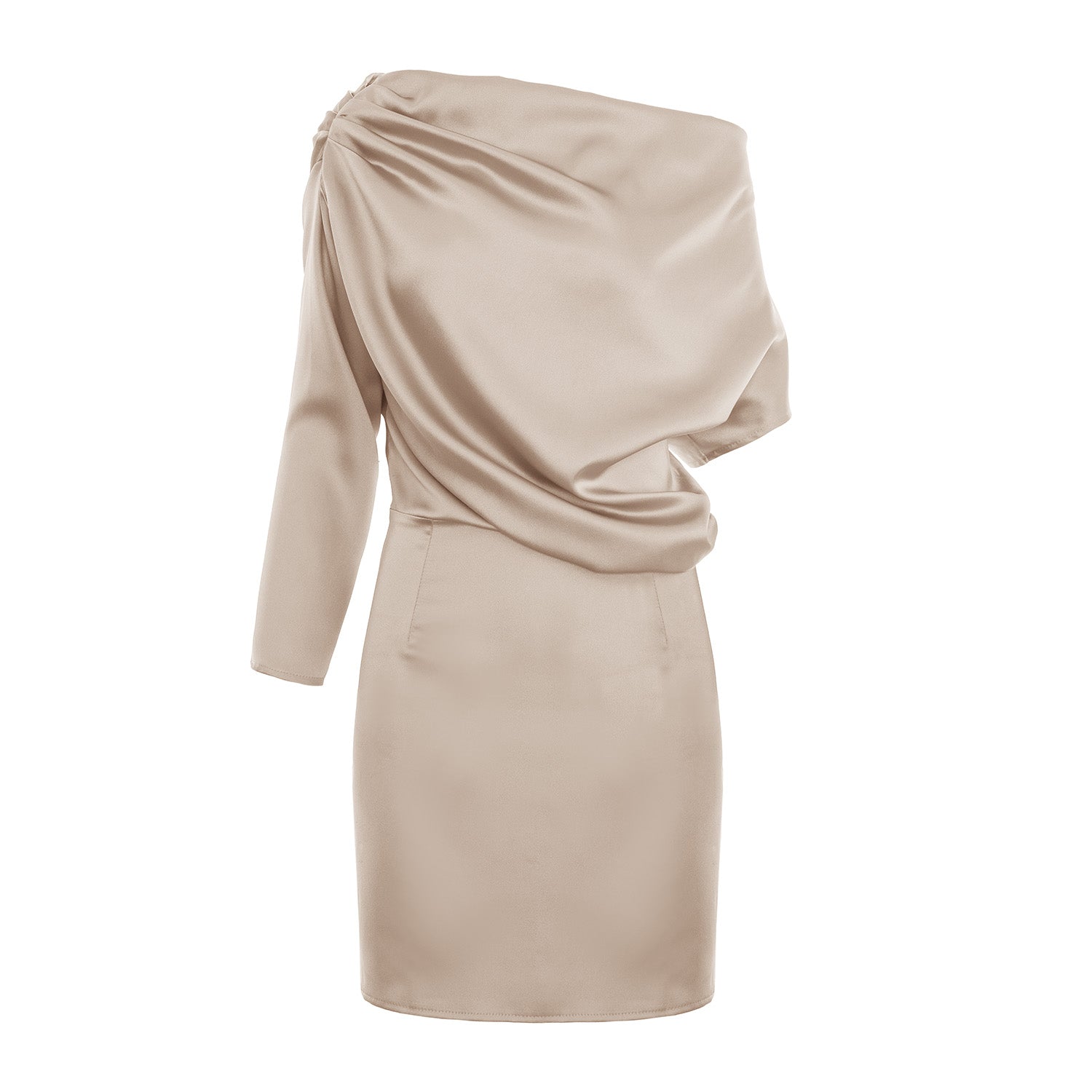 Beige Elegance Off-Shoulder Mini Dress