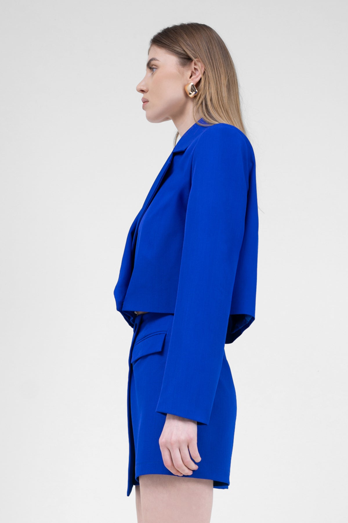Electric Blue Asymmetrical Skirt With Pockets
