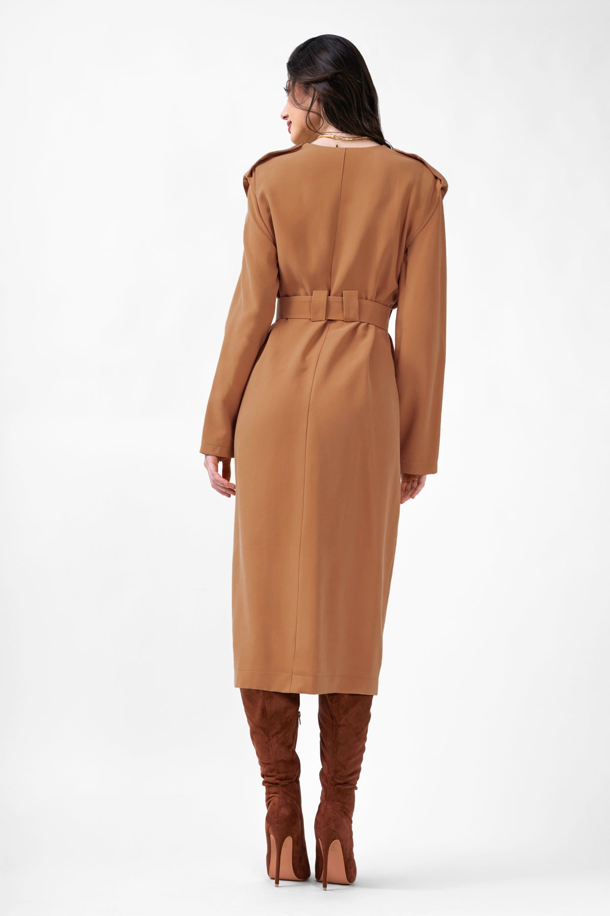 Rochie midi camel tip trench
