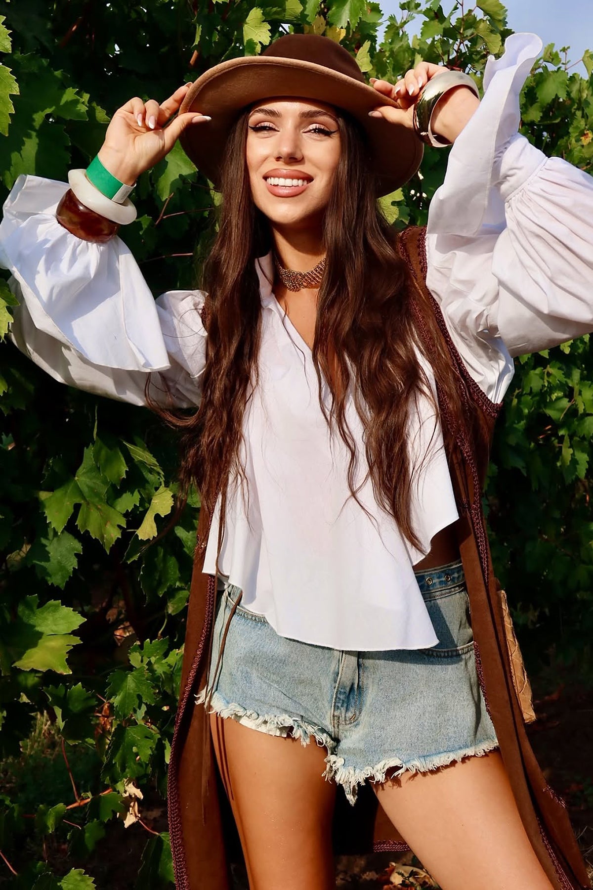 Baby Blue oversized shirt with high collar and balloon sleeves