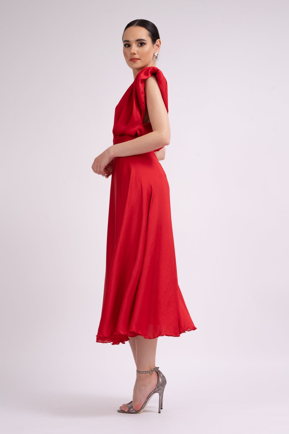 Red midi dress