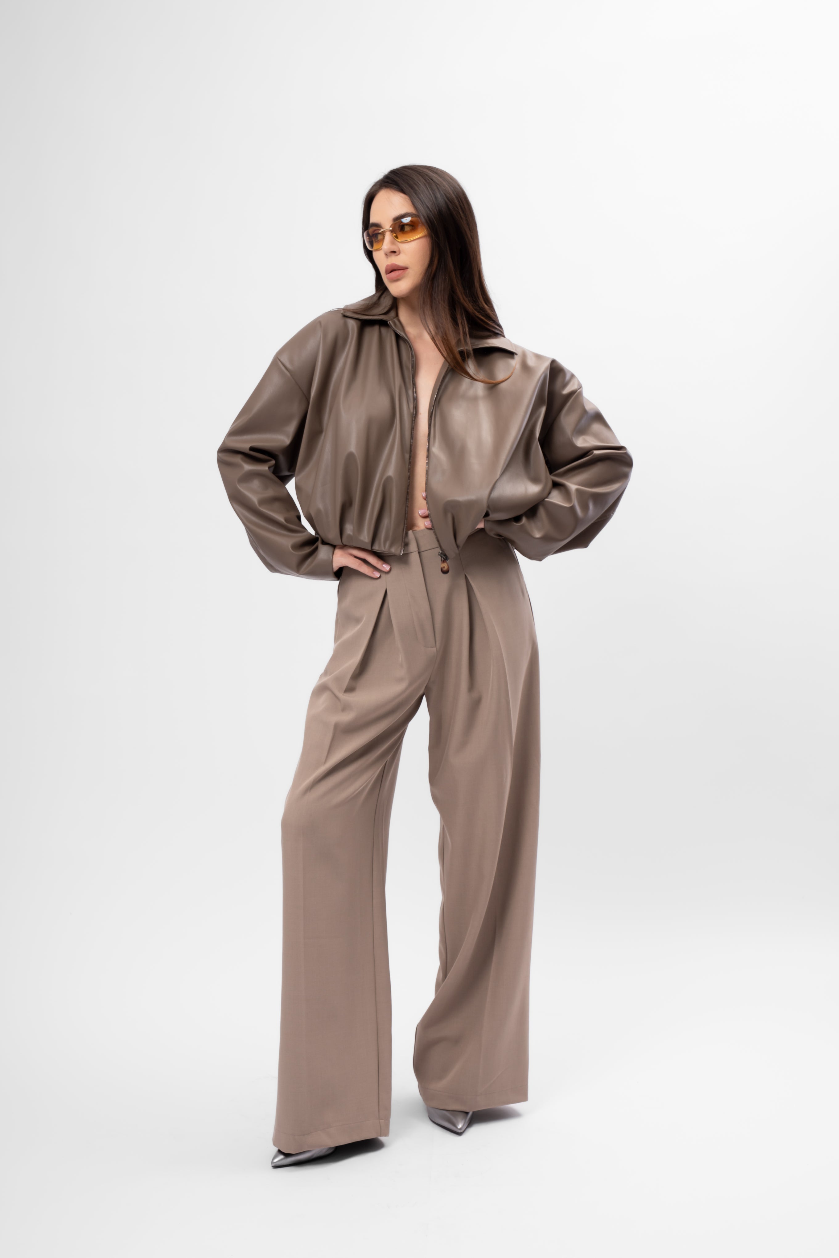 Geacă Crop Oversized cu Drapaje