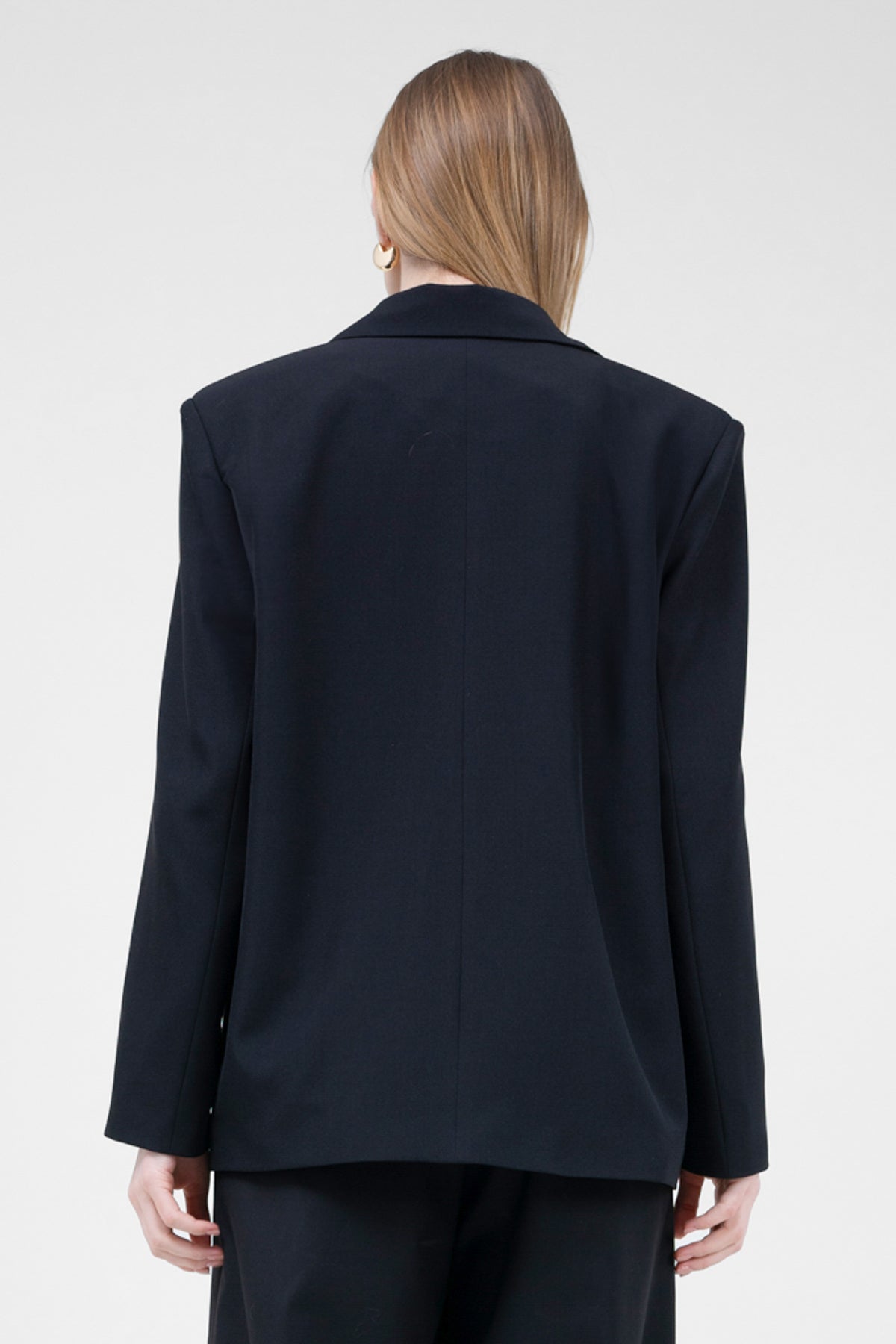 Black Regular Blazer With Double Pocket