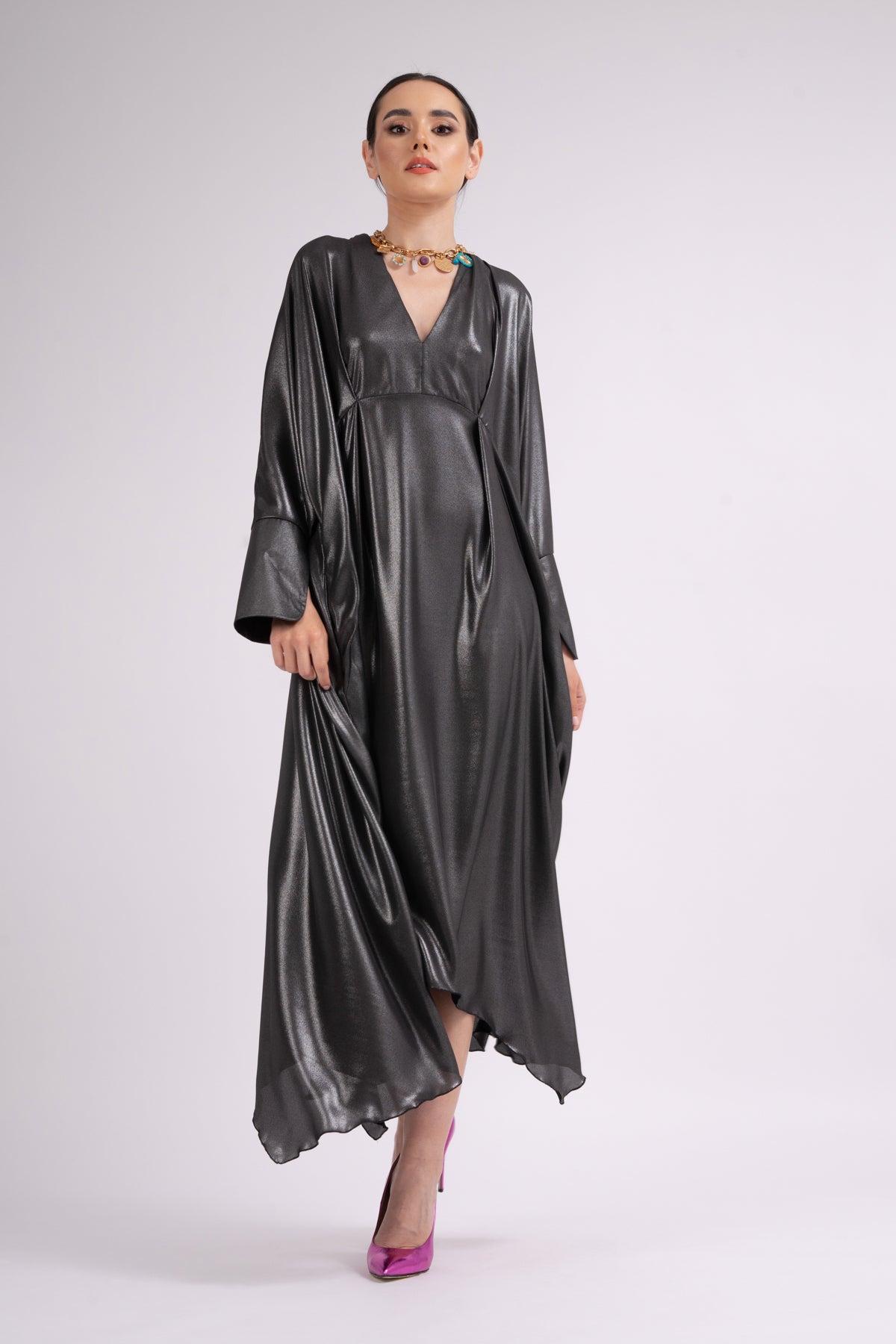 Black Metallic Maxi Dress