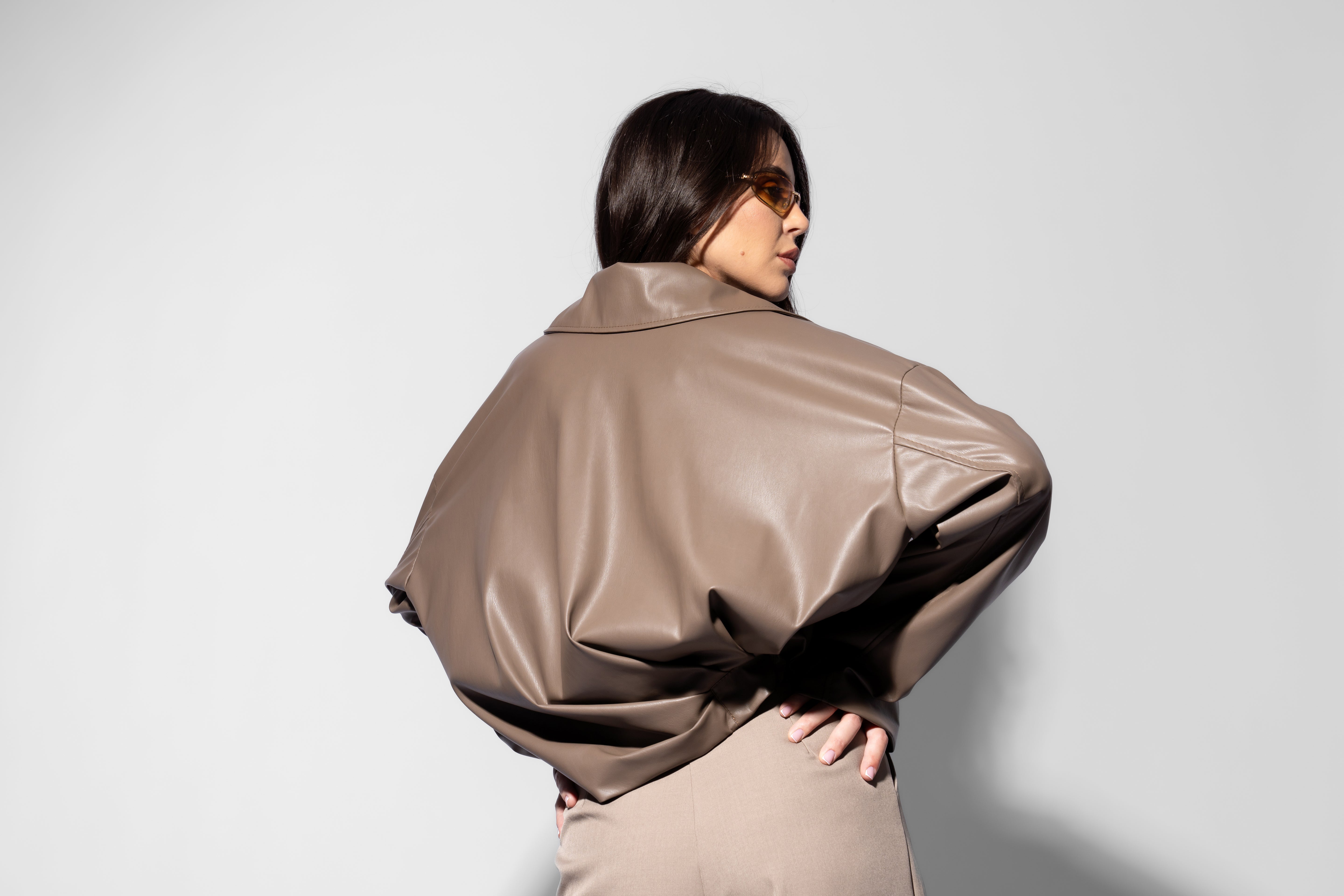 Geacă Crop Oversized cu Drapaje