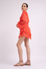 Coral red mini jumpsuit