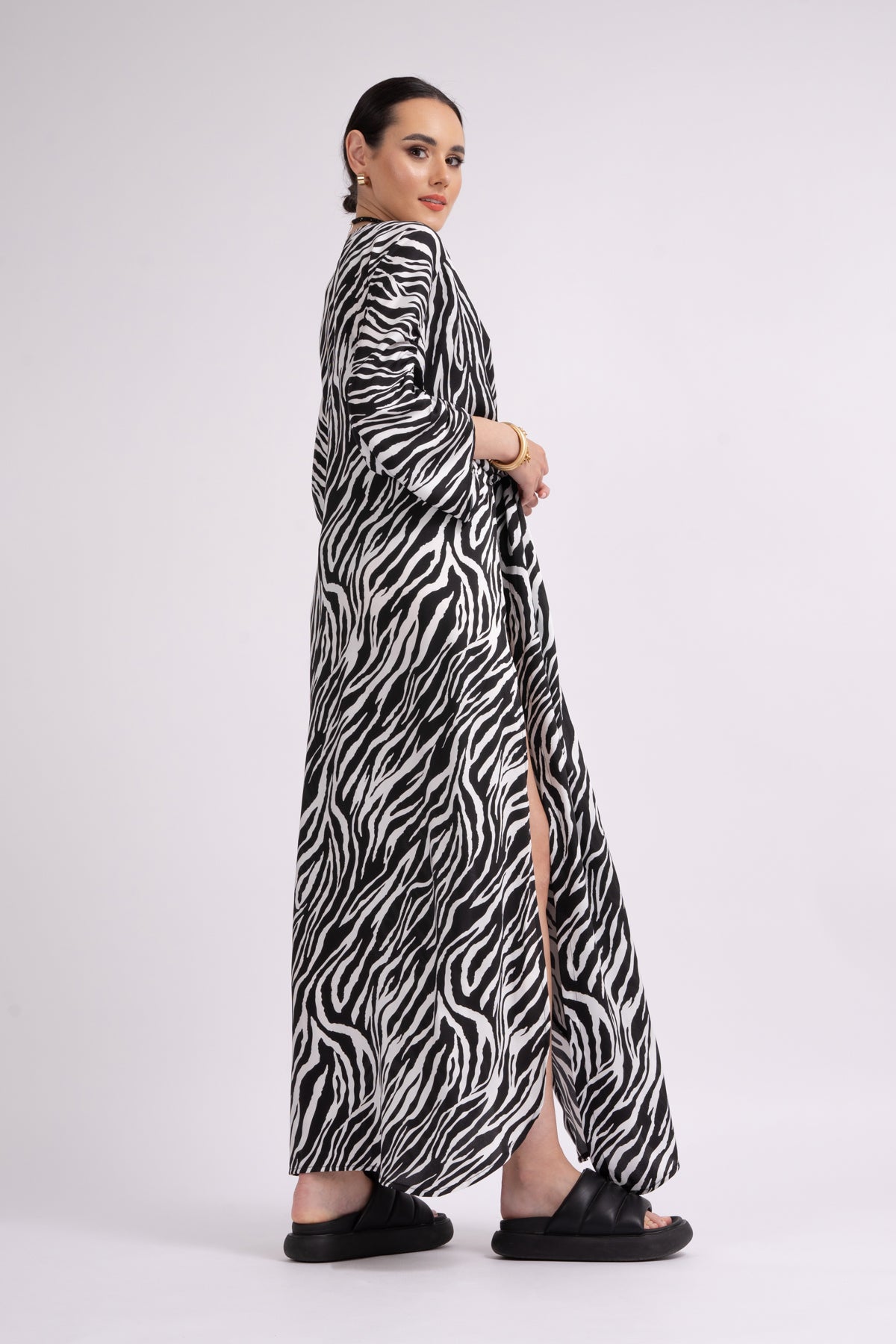 Zebra print kaftan with slits