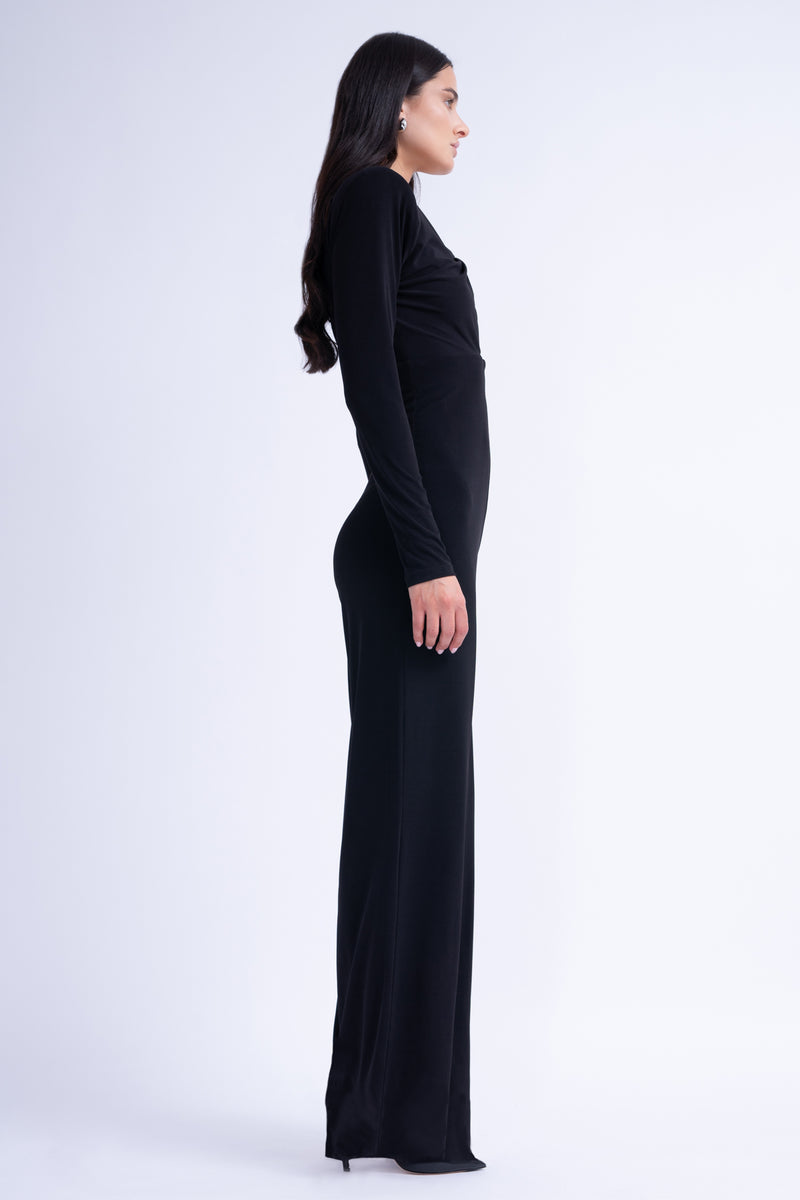 Black Knotted Jumpsuit With Cut-Outs