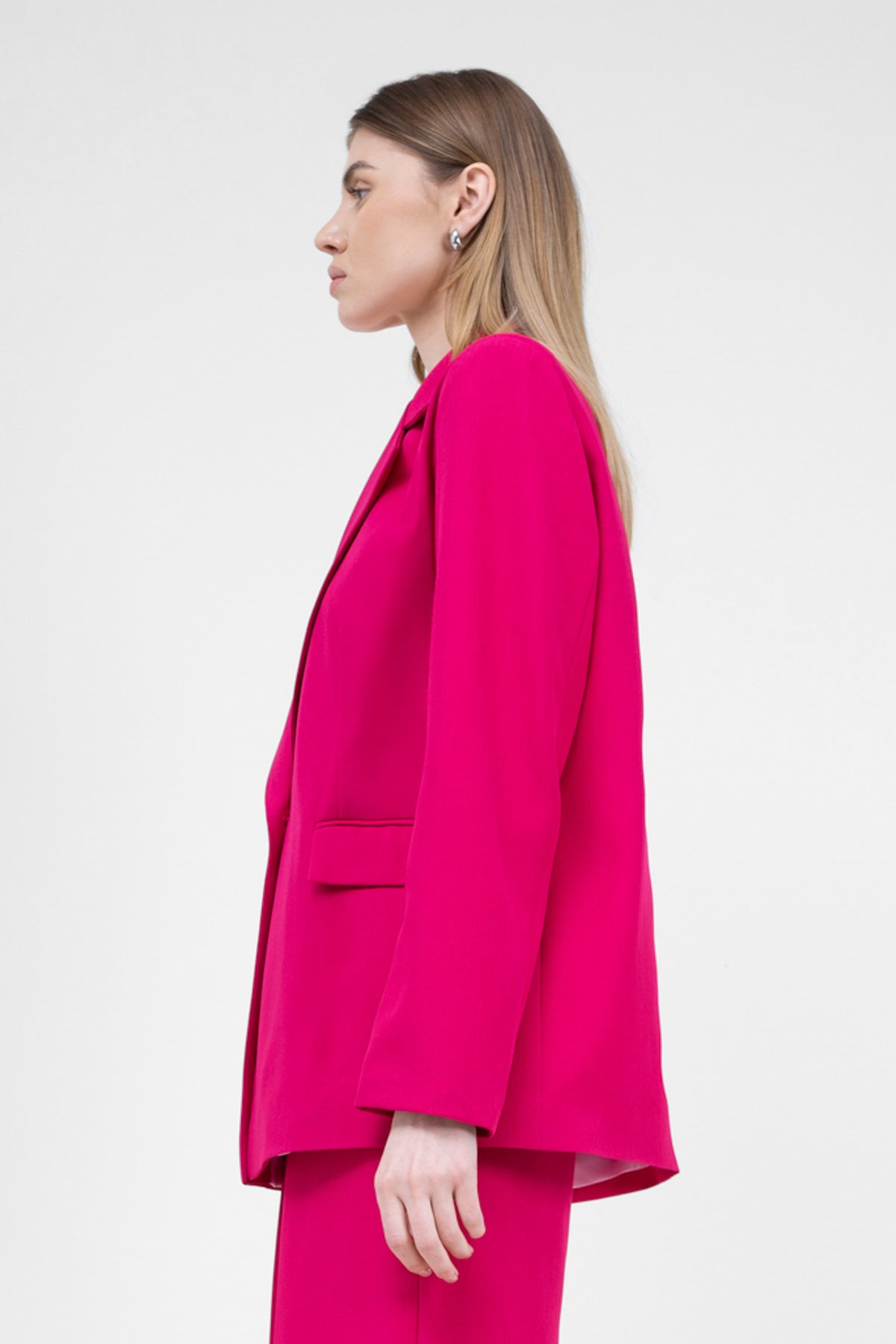 Fuchsia Regular Blazer With Double Pocket