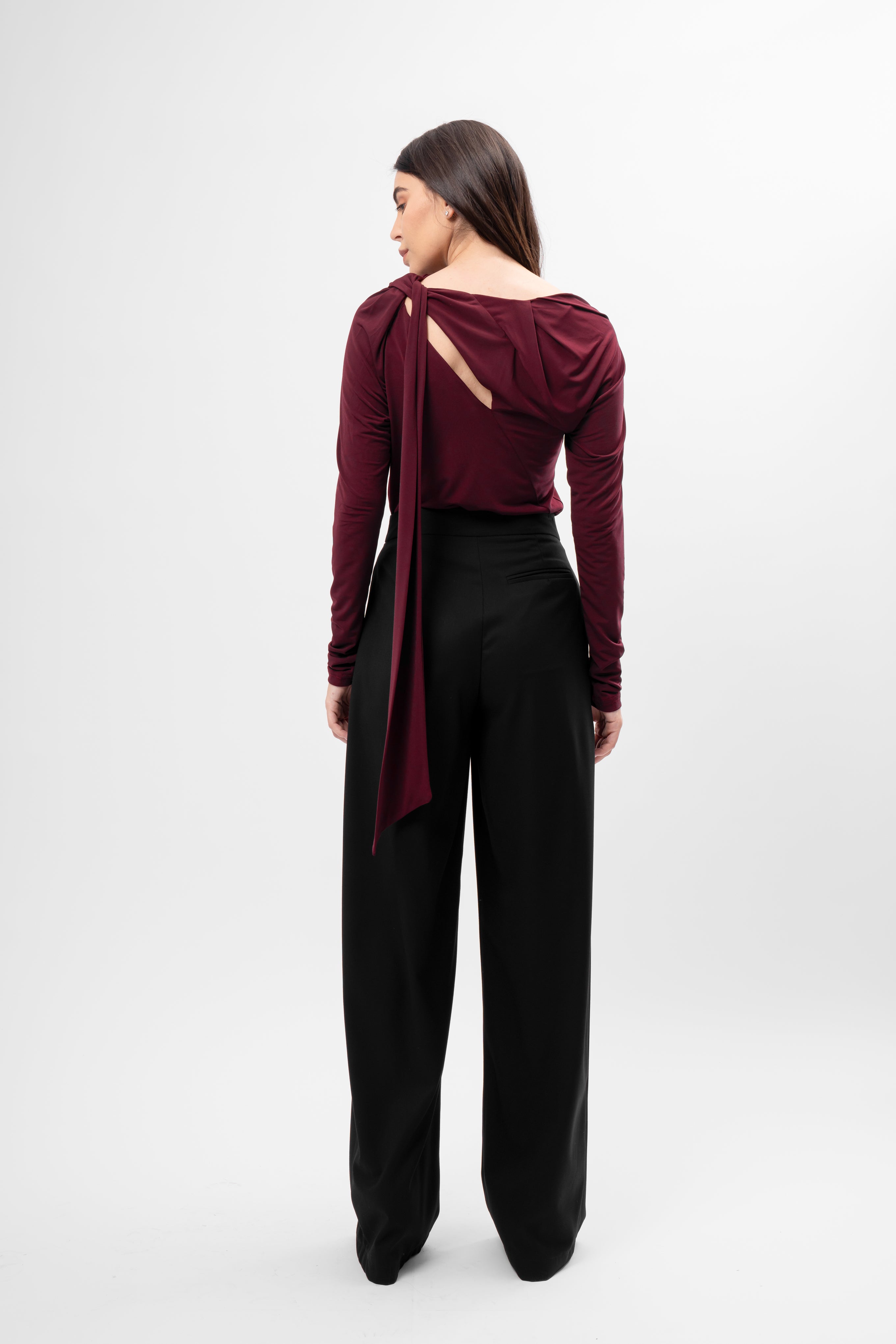 Black Balloon Trousers with Pleats