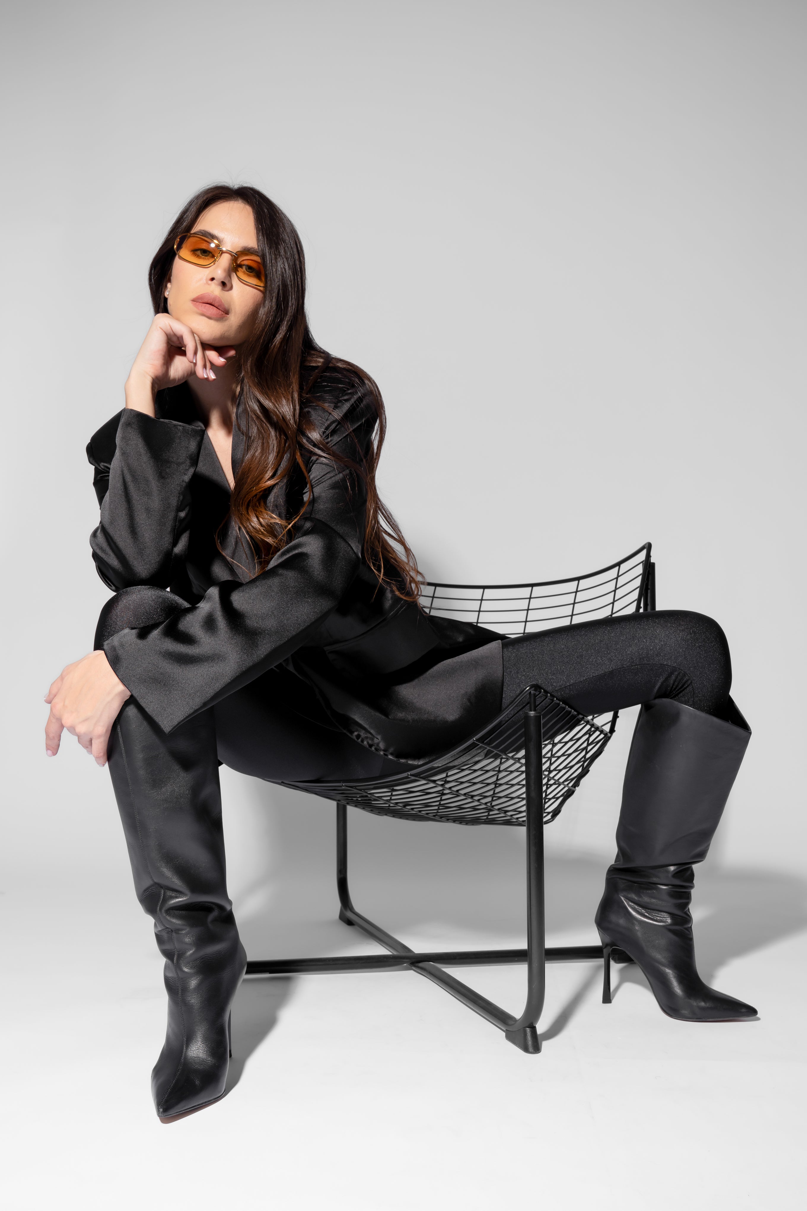 Black Satin Oversized Blazer