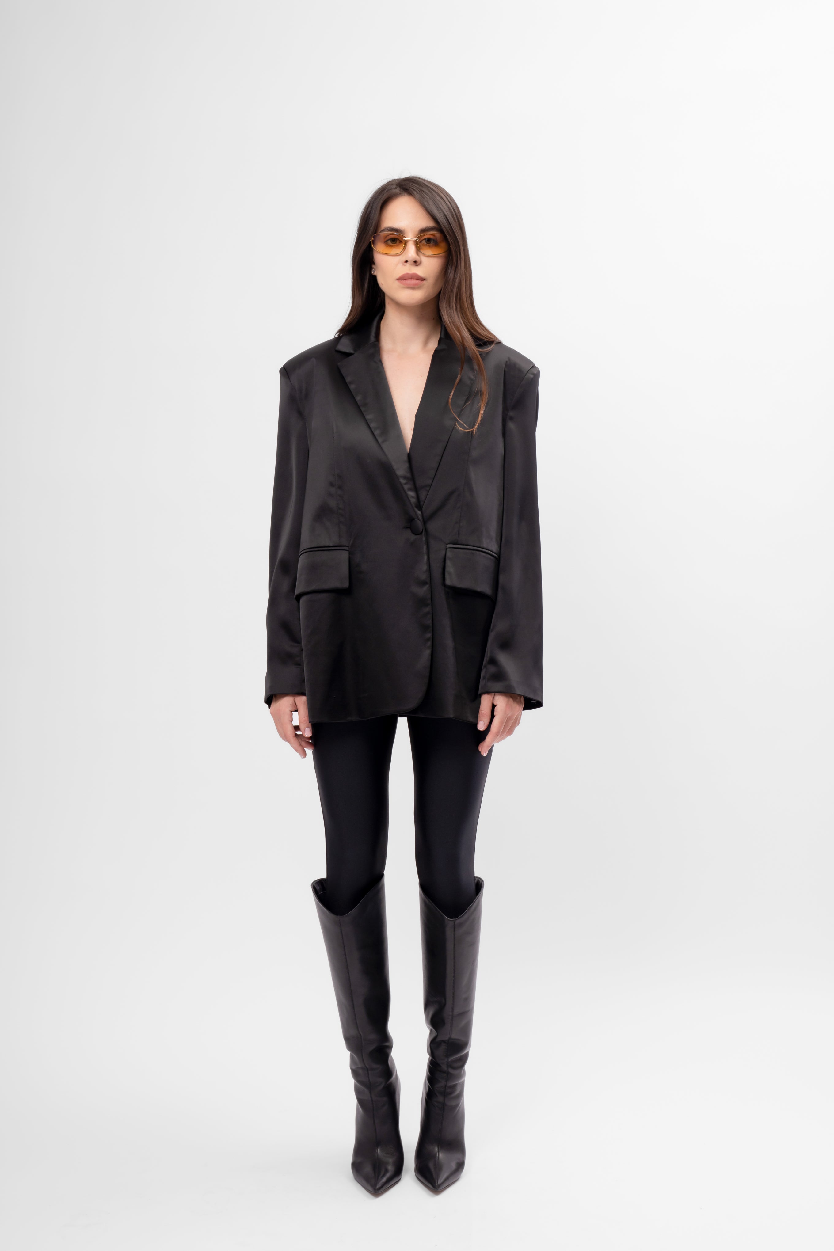 Black Satin Oversized Blazer