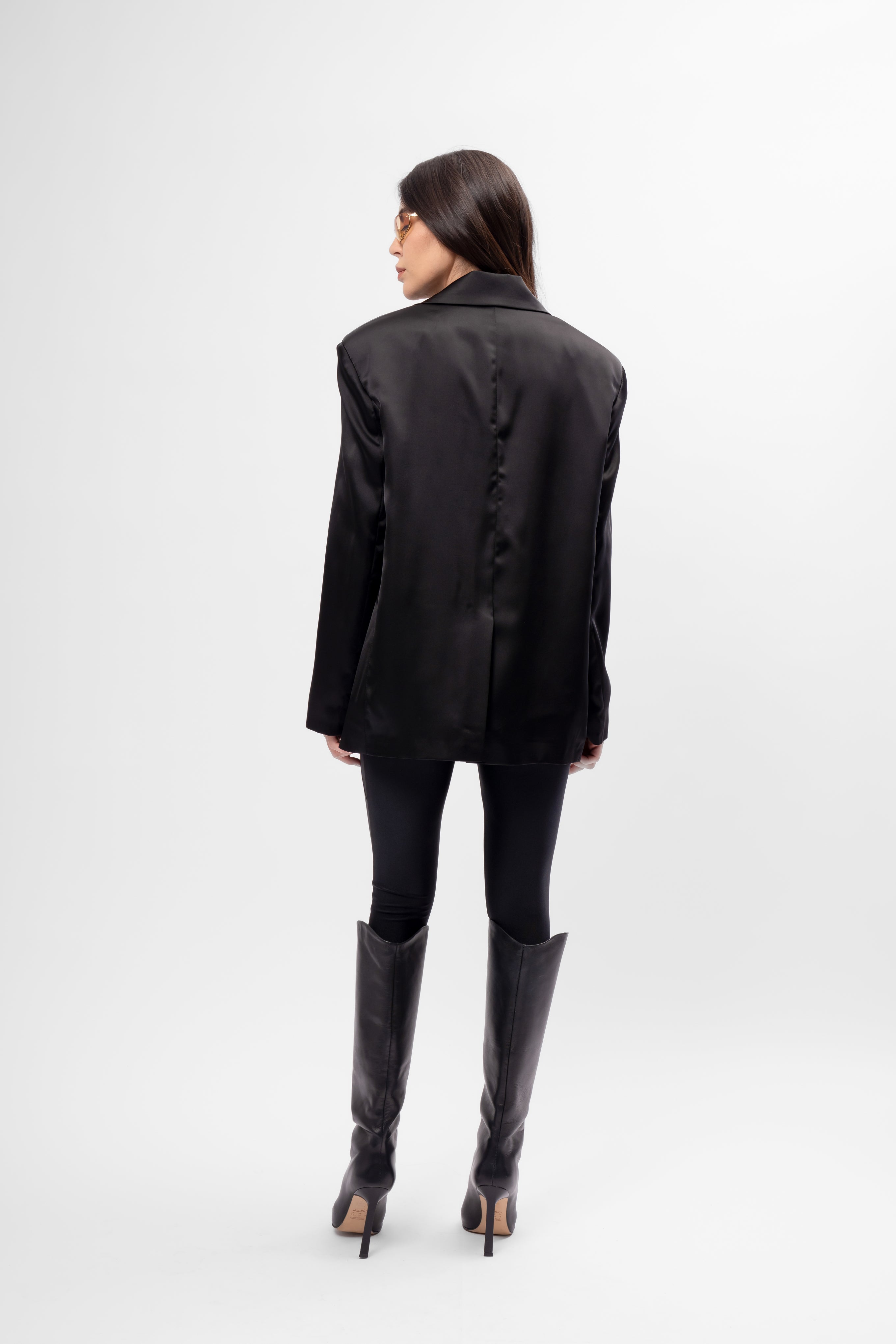 Black Satin Oversized Blazer