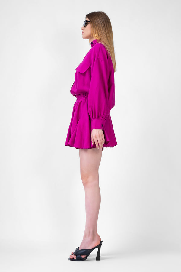 Fuchsia Matching Set With Blouse And Skirt