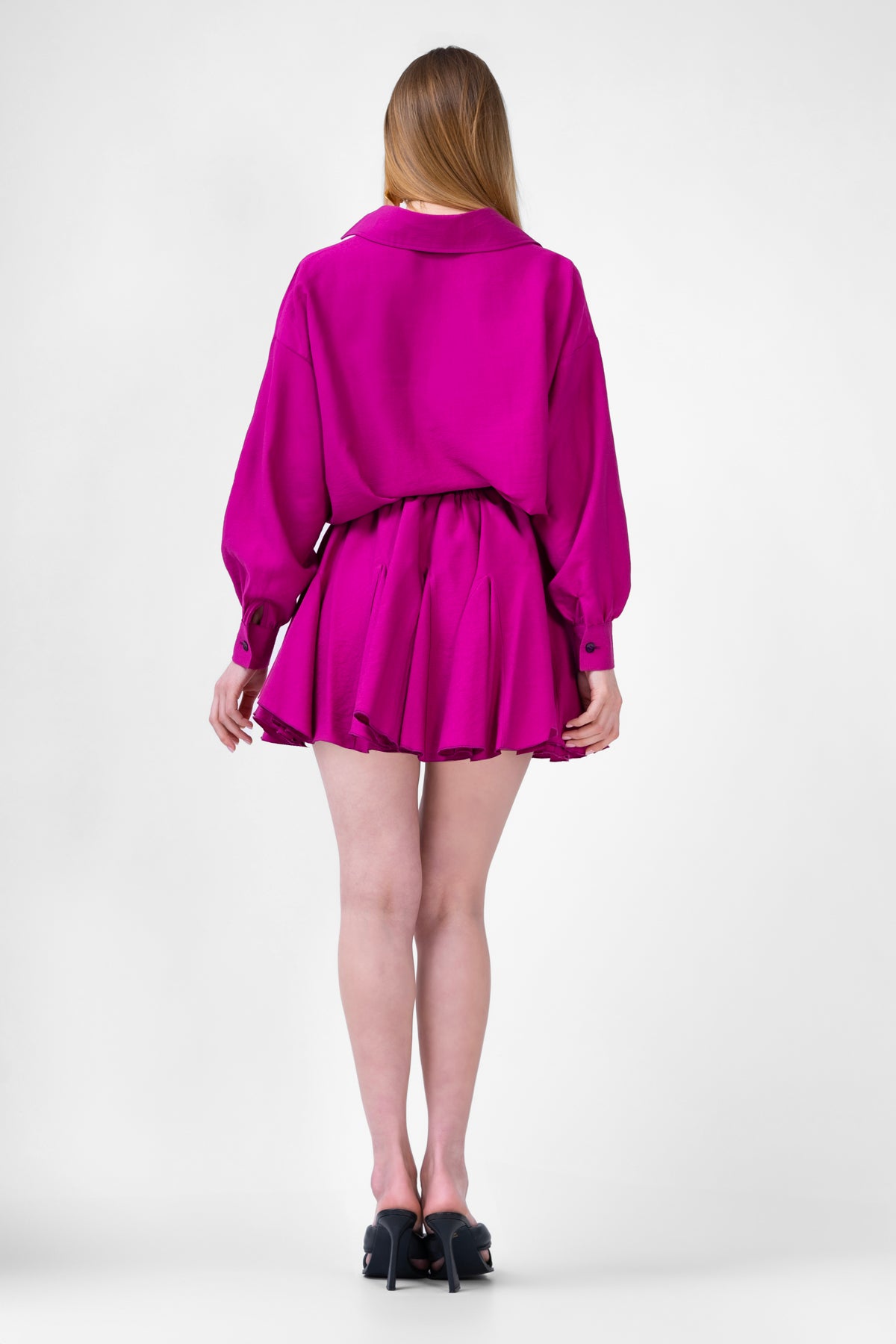 Fuchsia Matching Set With Blouse And Skirt