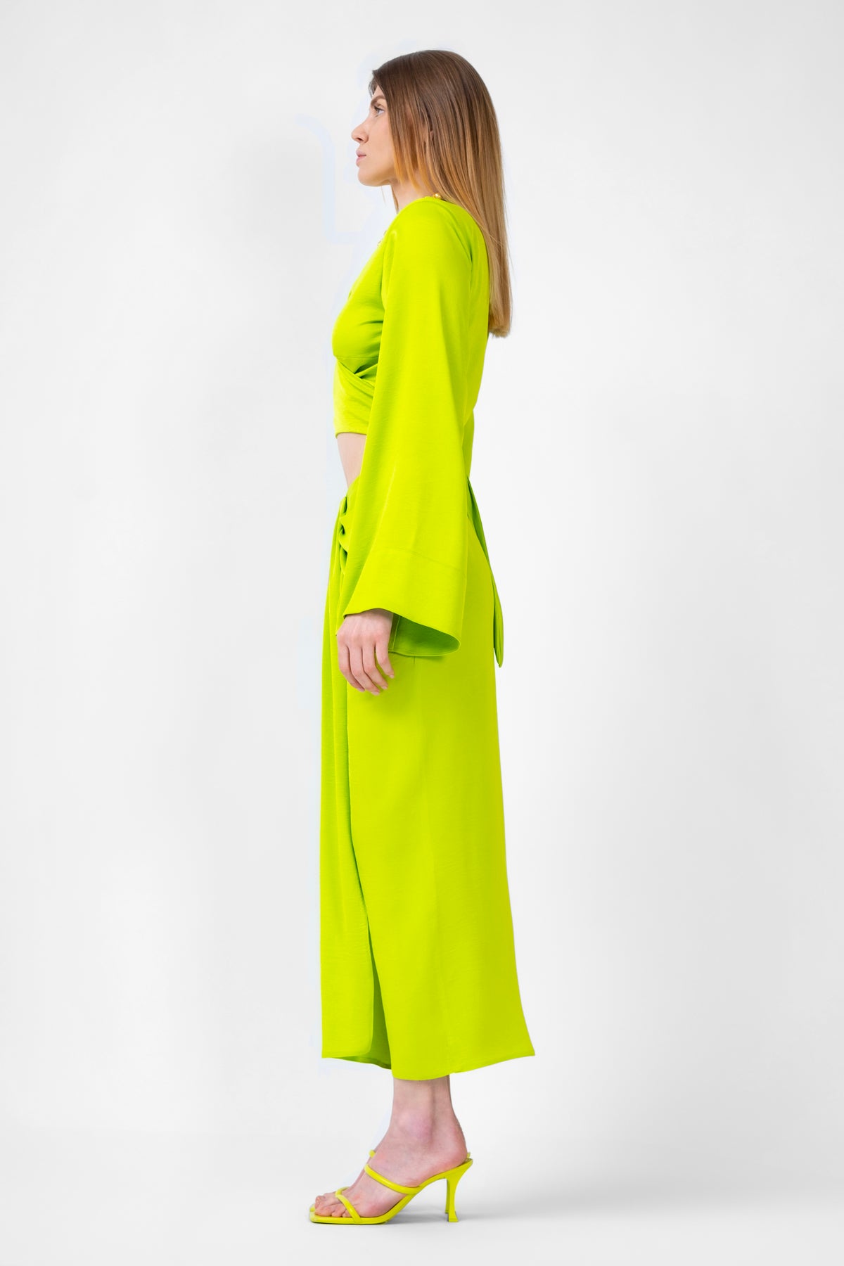 Neon Matching Set With Top And Midi Skirt