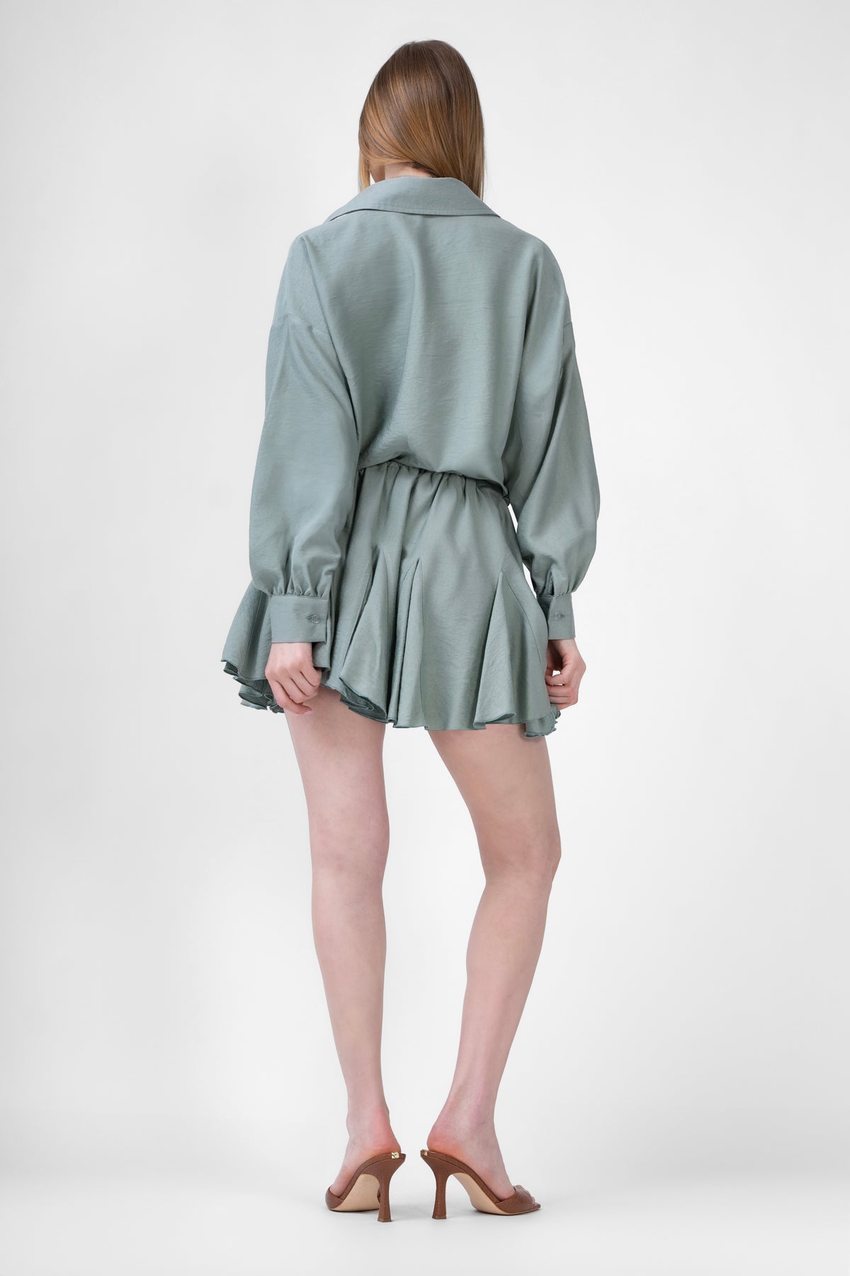 Mint Matching Set With Blouse And Skirt