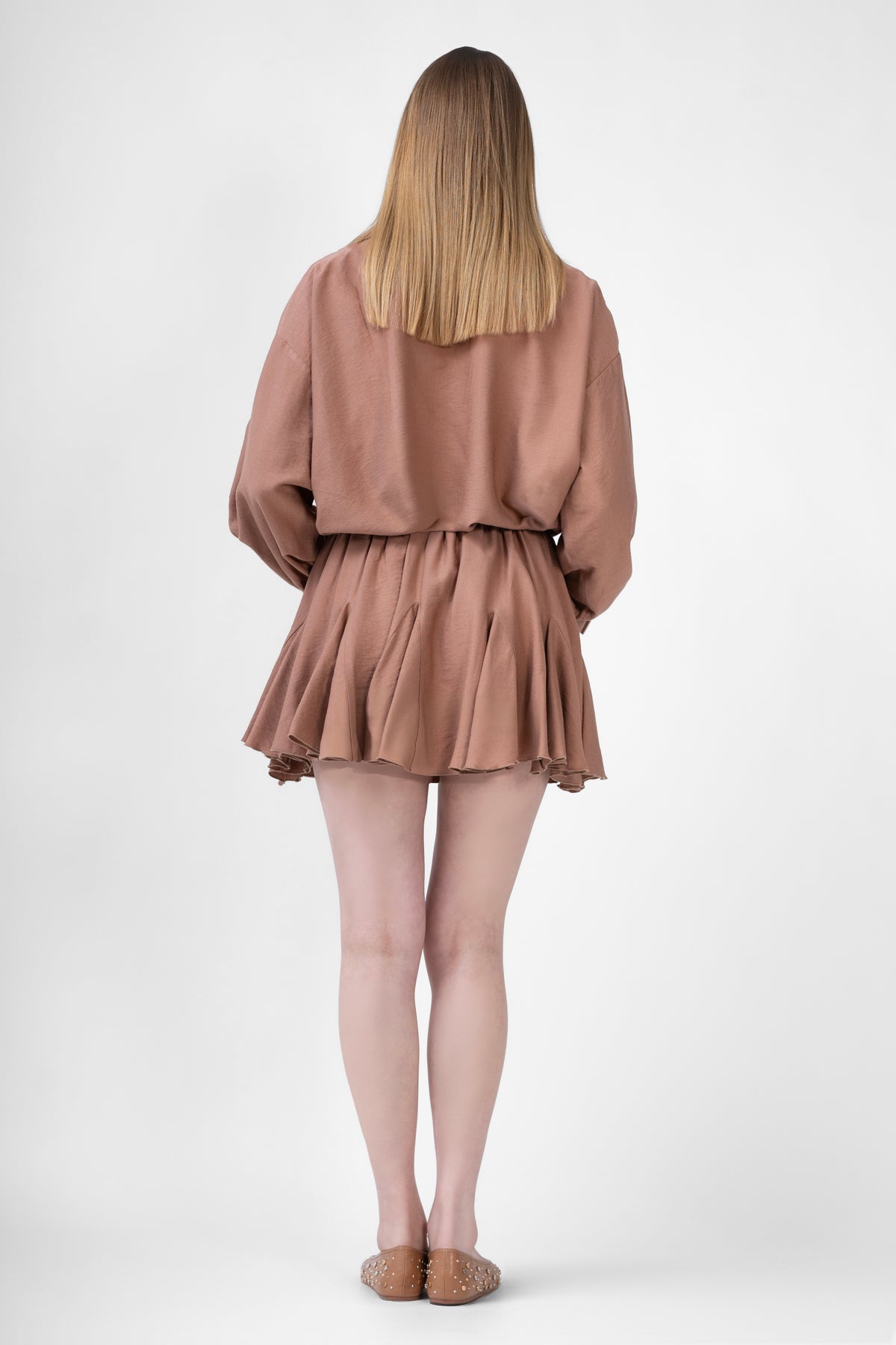 Brown Matching Set With Blouse And Skirt