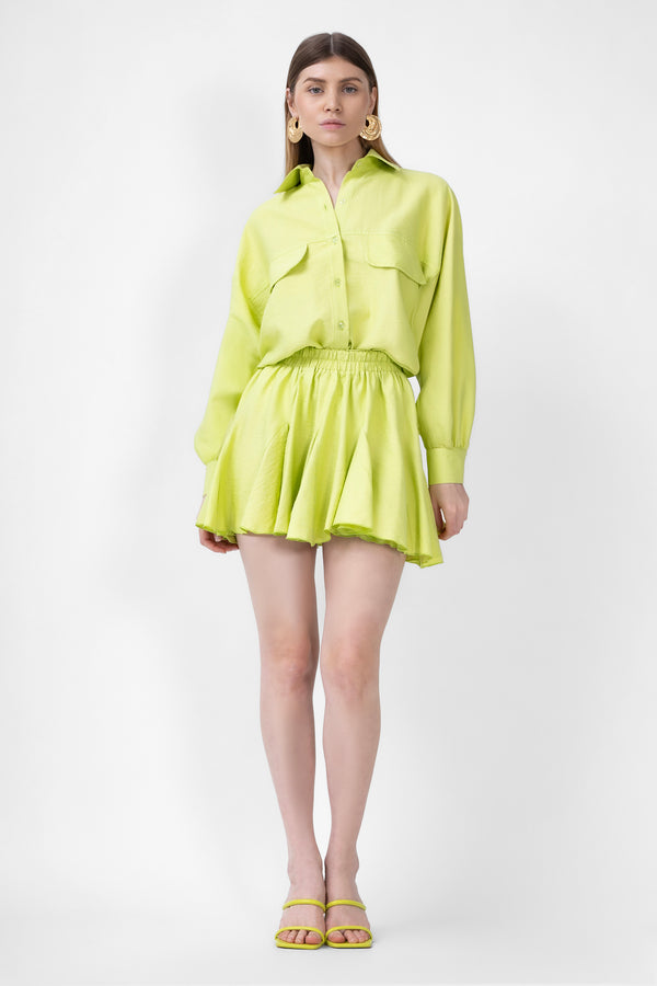Lime Matching Set With Blouse And Skirt