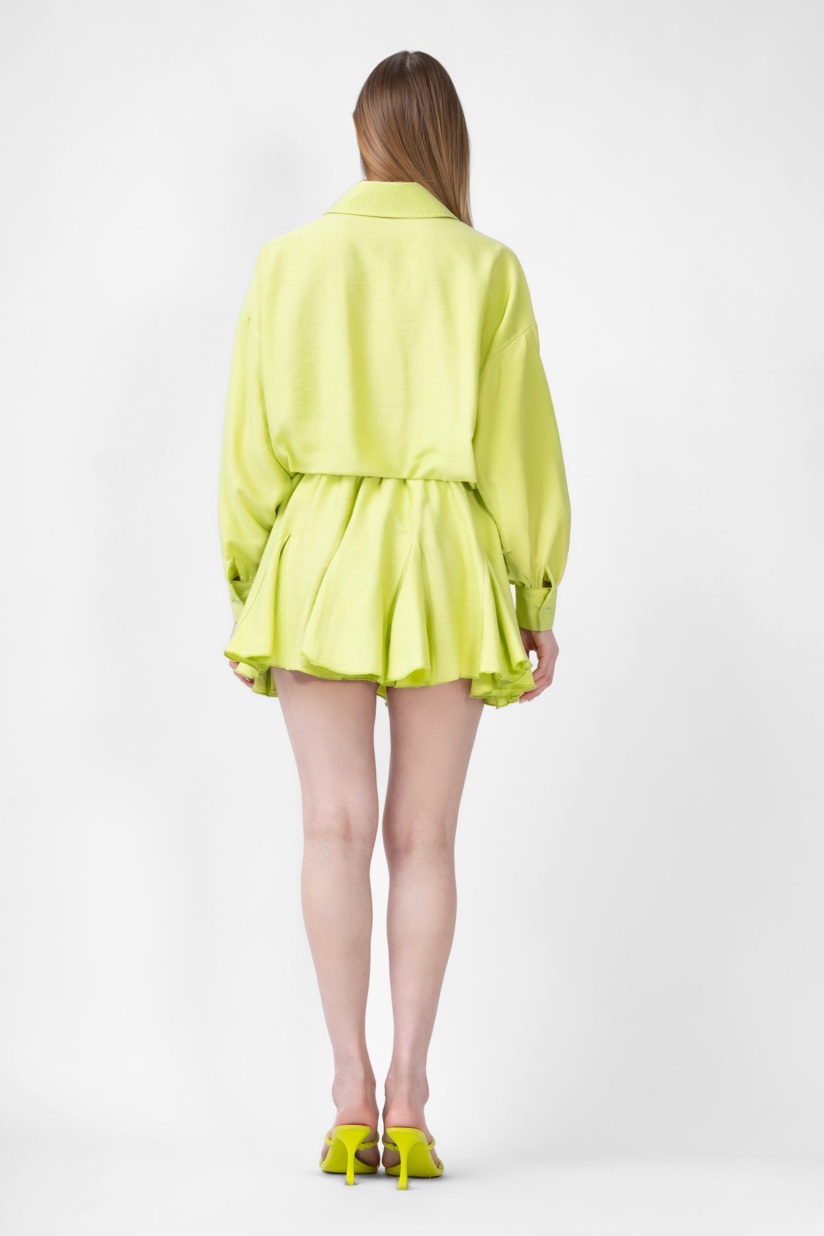 Lime Matching Set With Blouse And Skirt