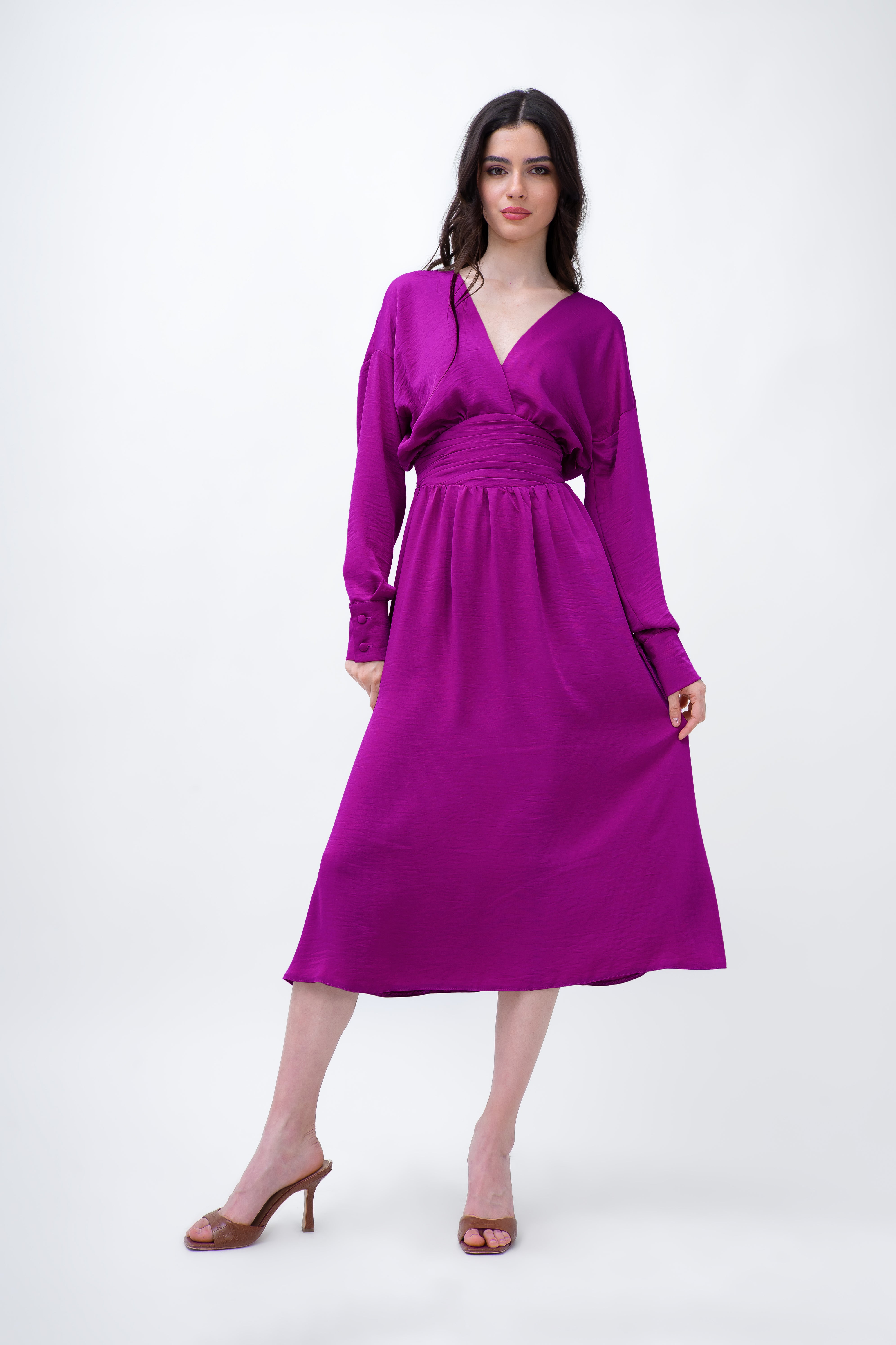 Purple Midi Dress With Corset