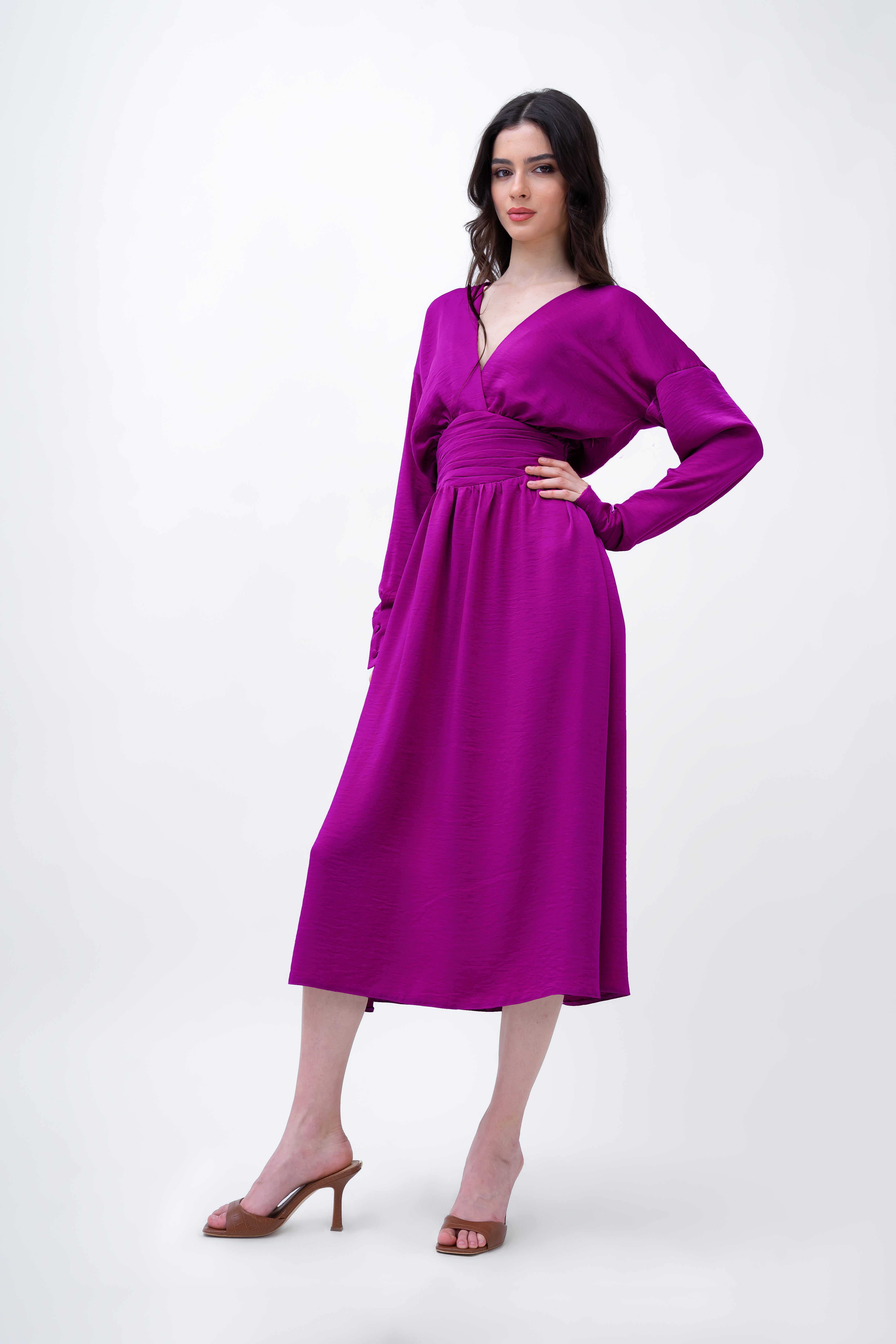 Purple Midi Dress With Corset