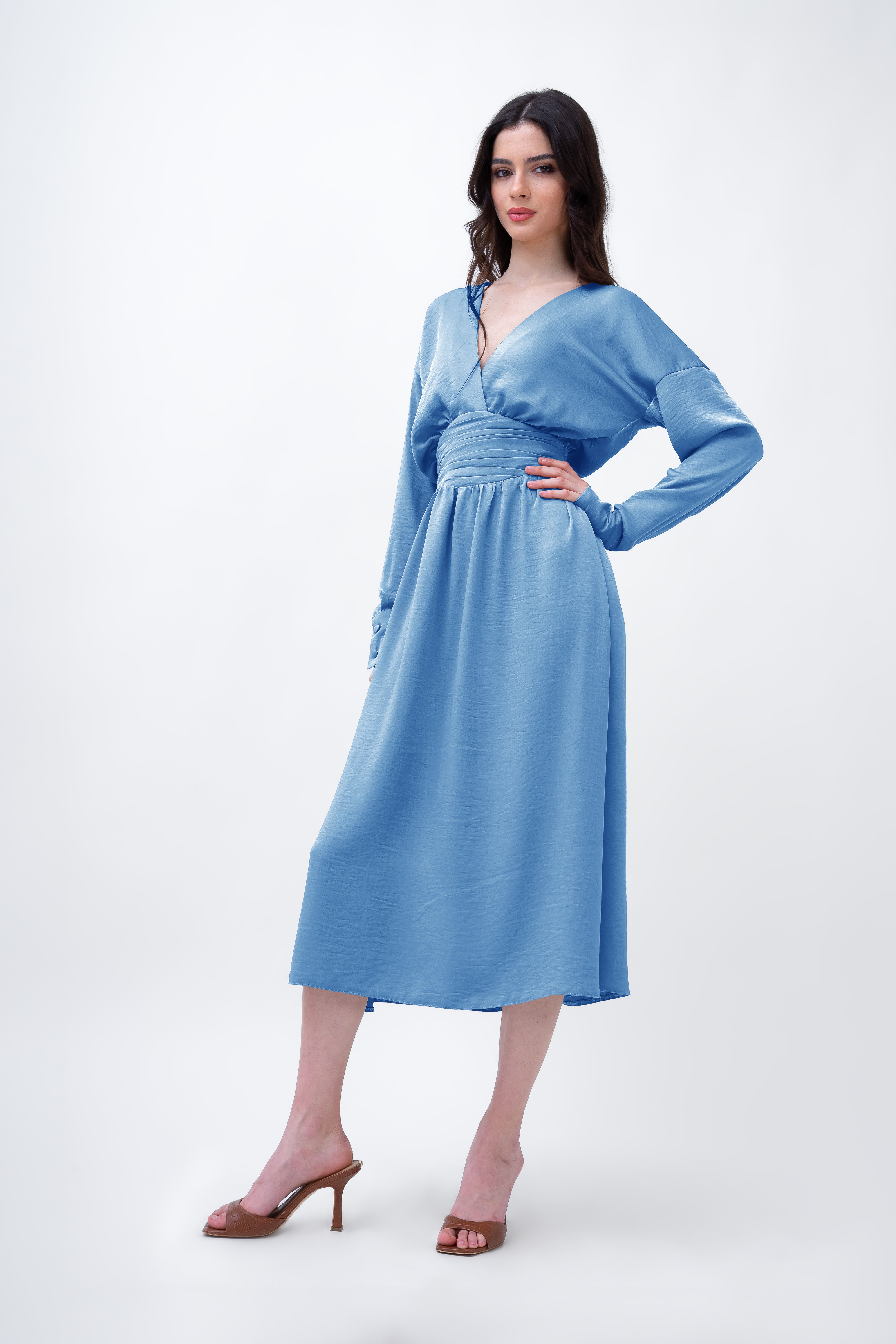 Baby Blue Midi Dress With Corset