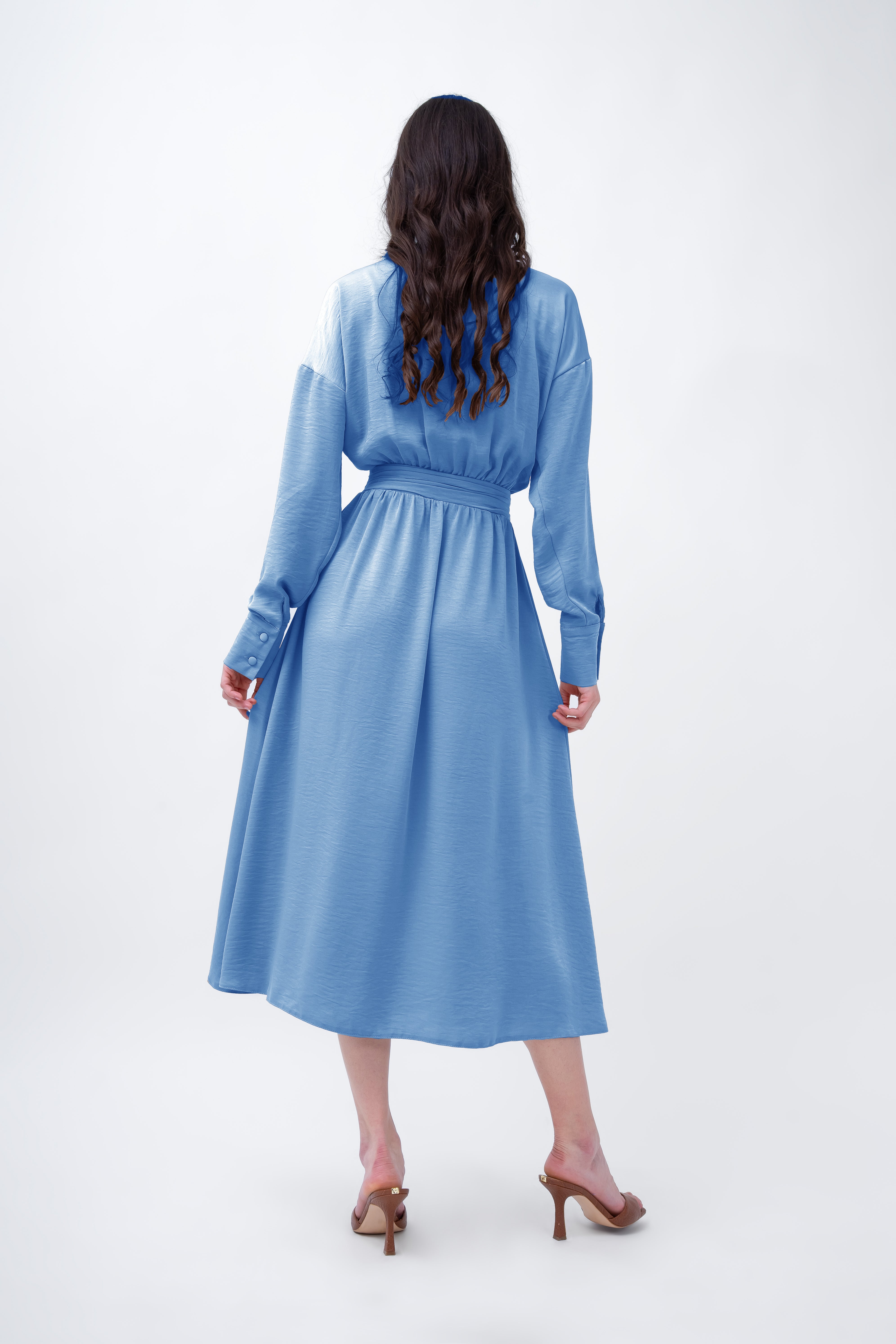Baby Blue Midi Dress With Corset