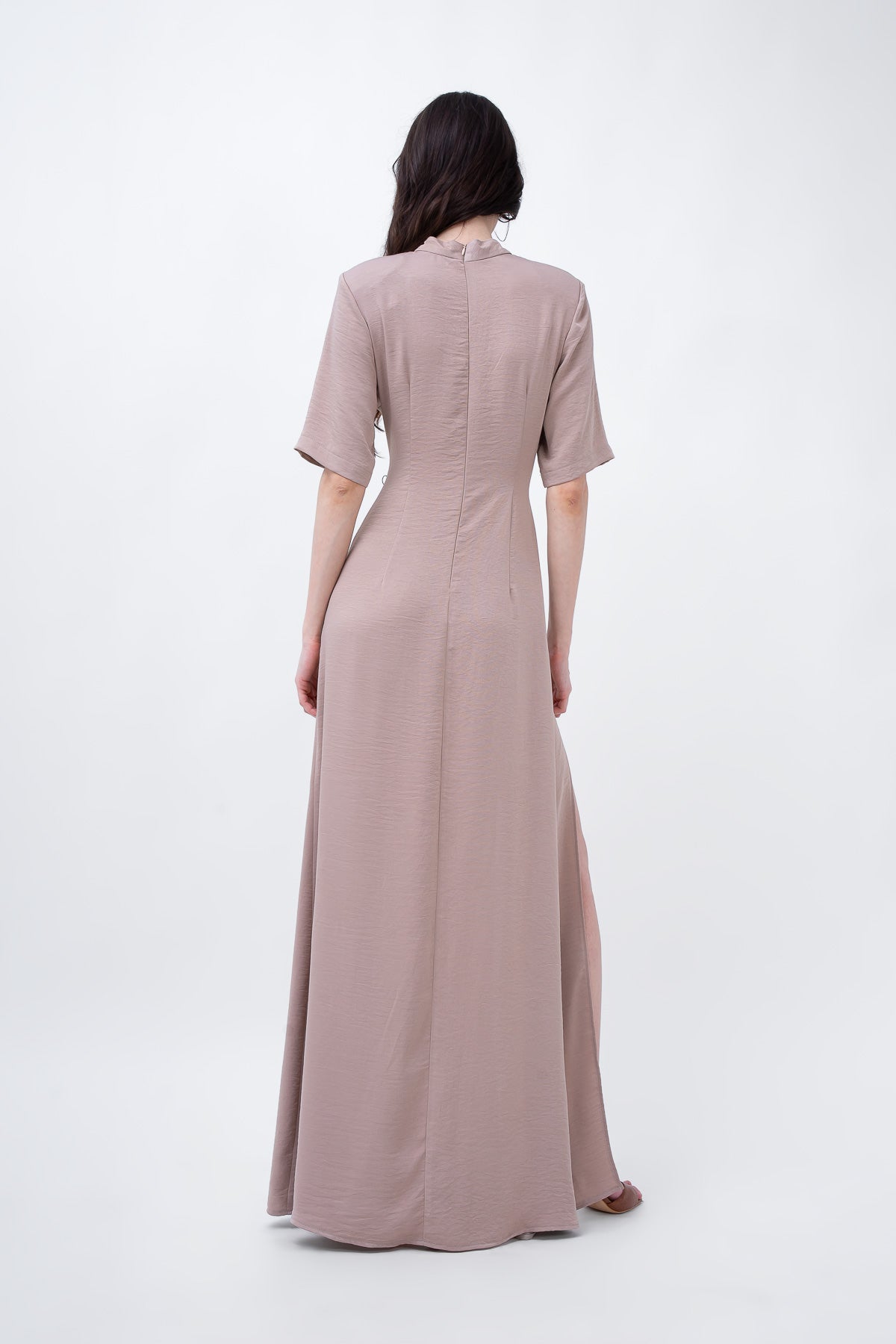 Beige Maxi Dress With Cut-Out And Slit