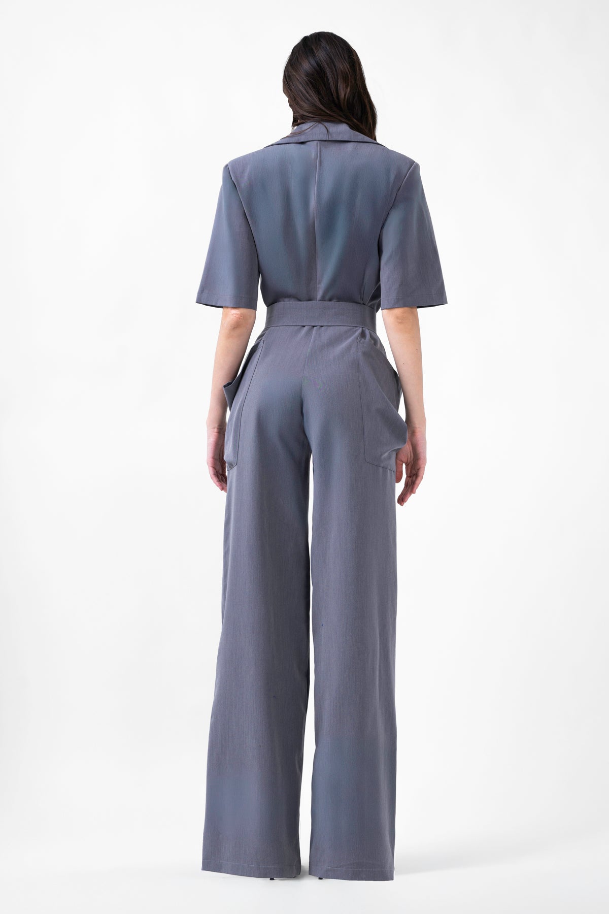 Salopeta maxi din denim cu maneca scurta