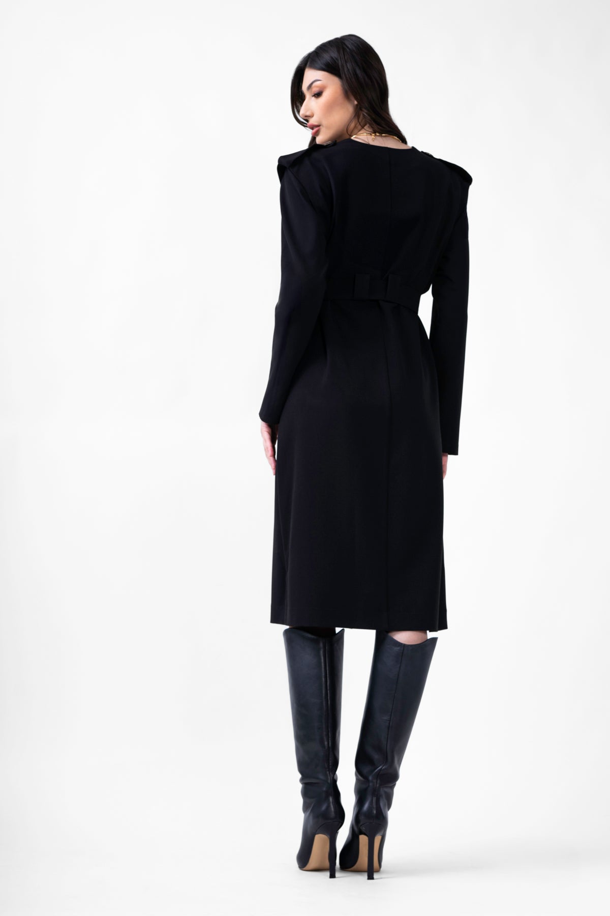 Rochie midi neagra tip trench