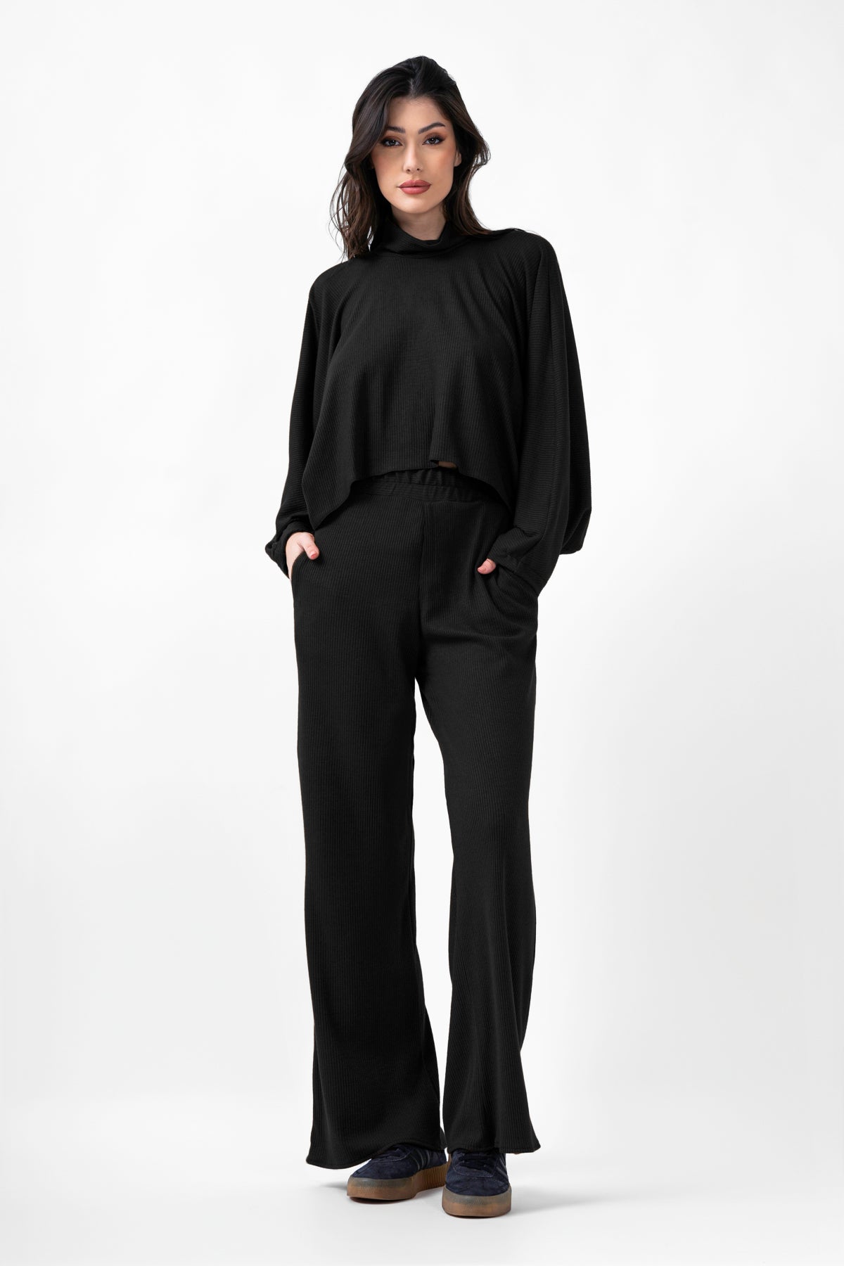 BNG Women Casual Striped Knitwear Set Black - Clermont