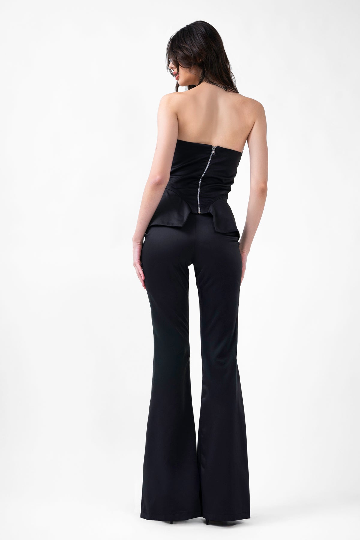 Black Set With Corset And Flared Trousers