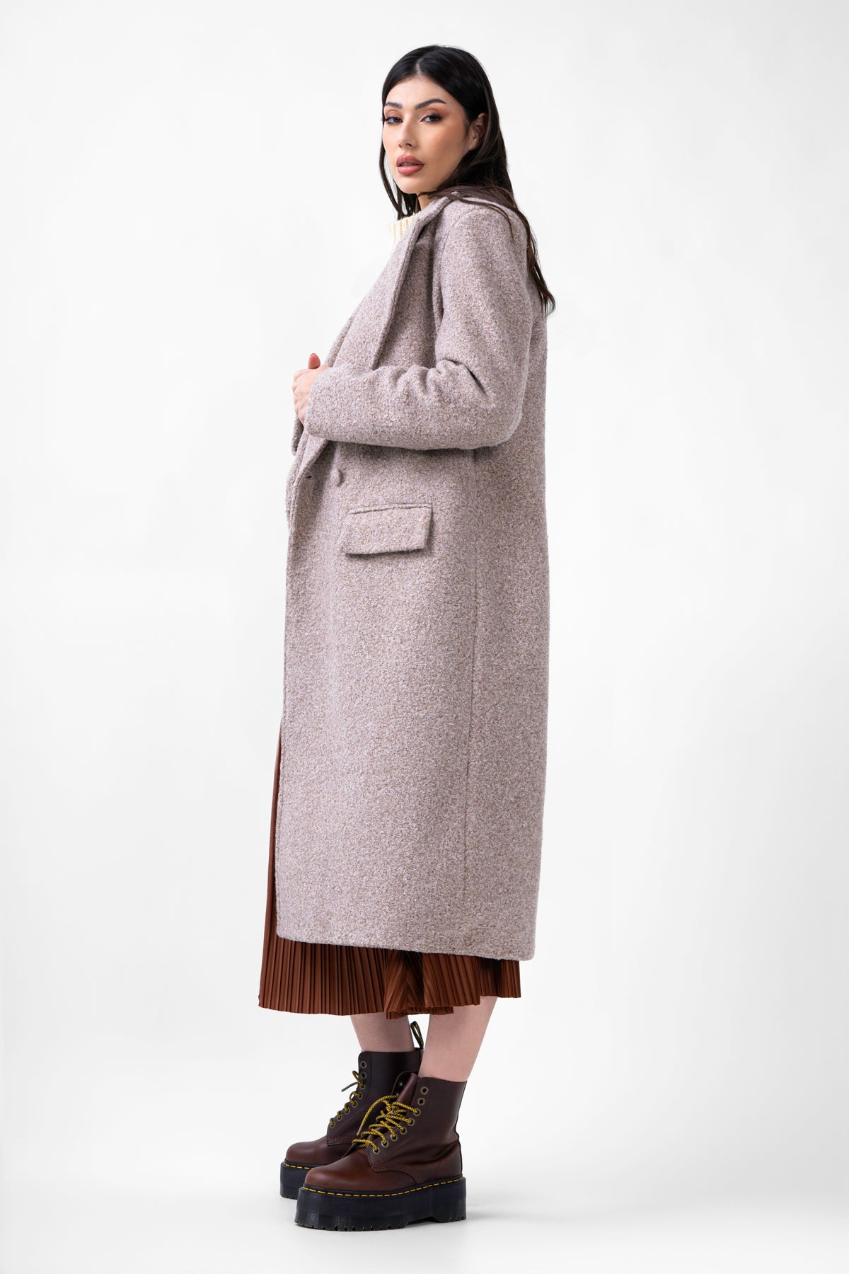 Beige Straight Overcoat