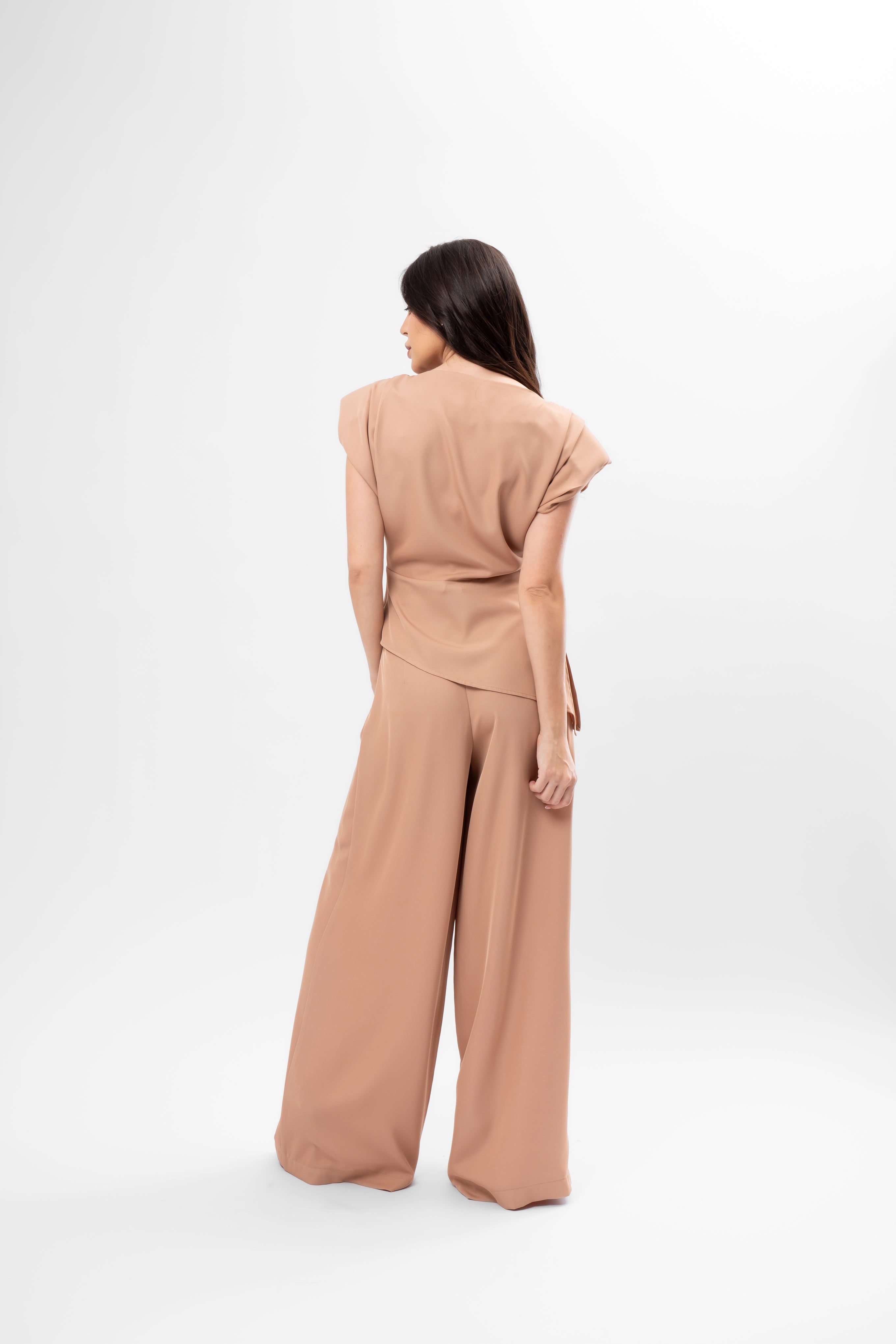 Caramel Beige Set with Top and Palazzo Pants