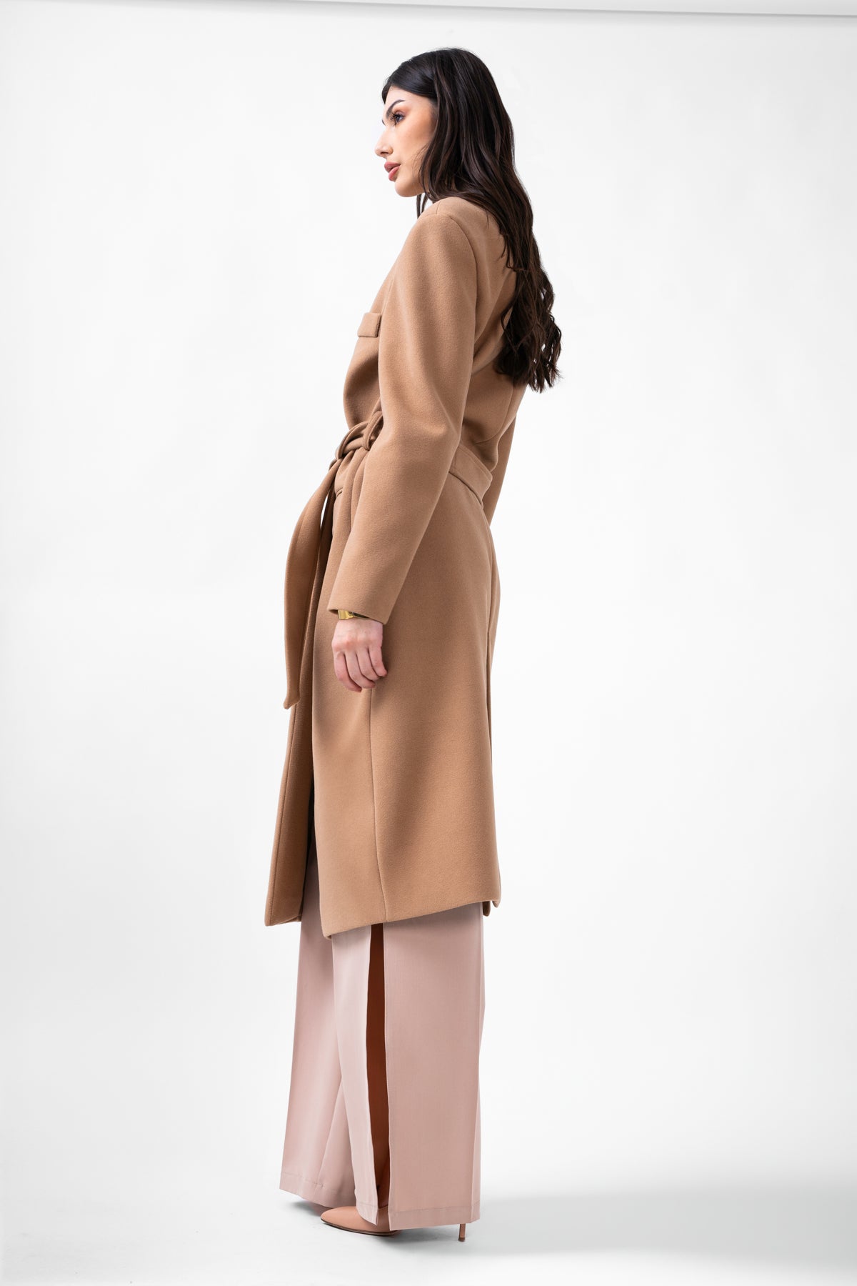 Palton camel fara guler