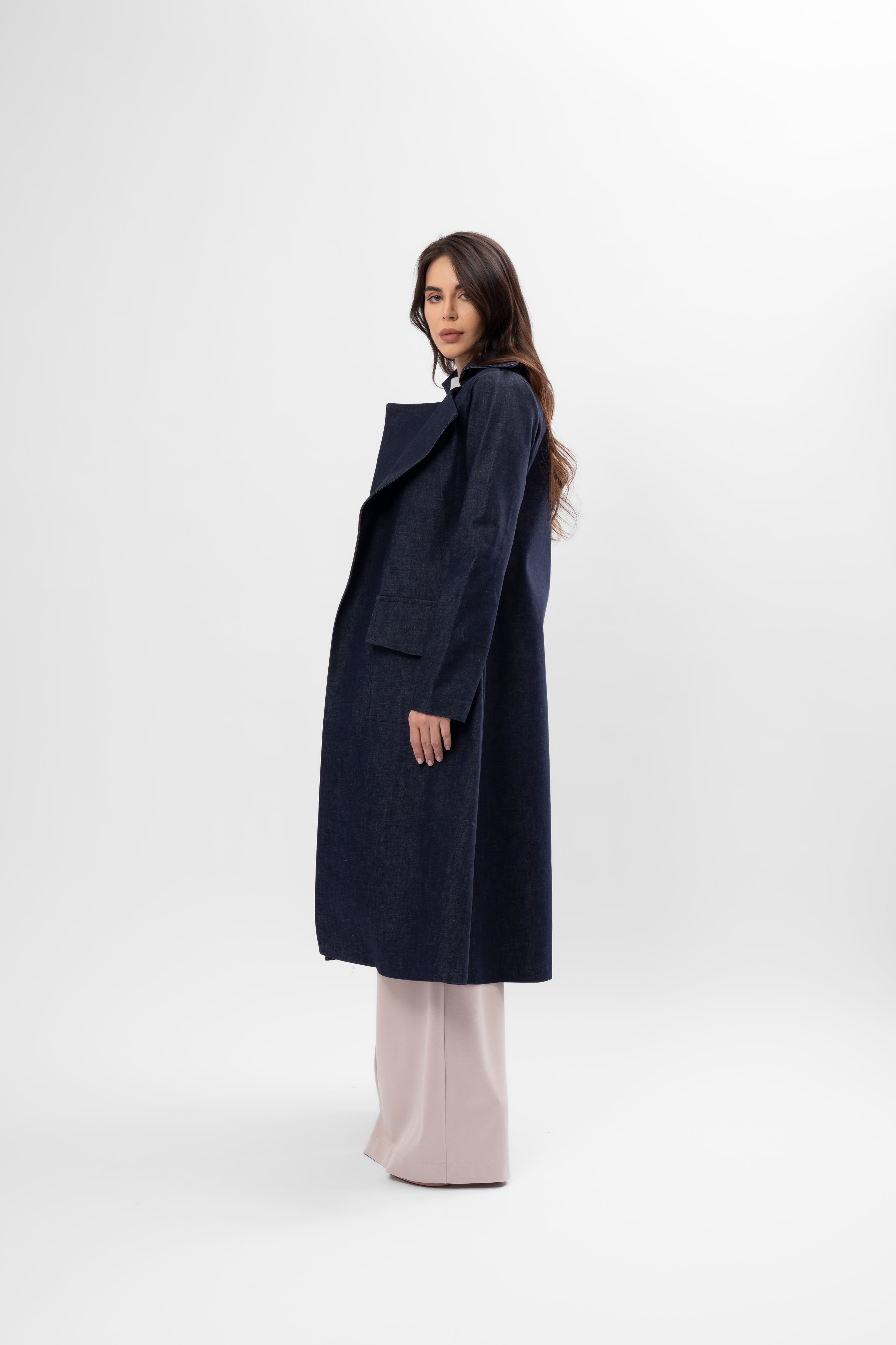 Trench Lung din Denim