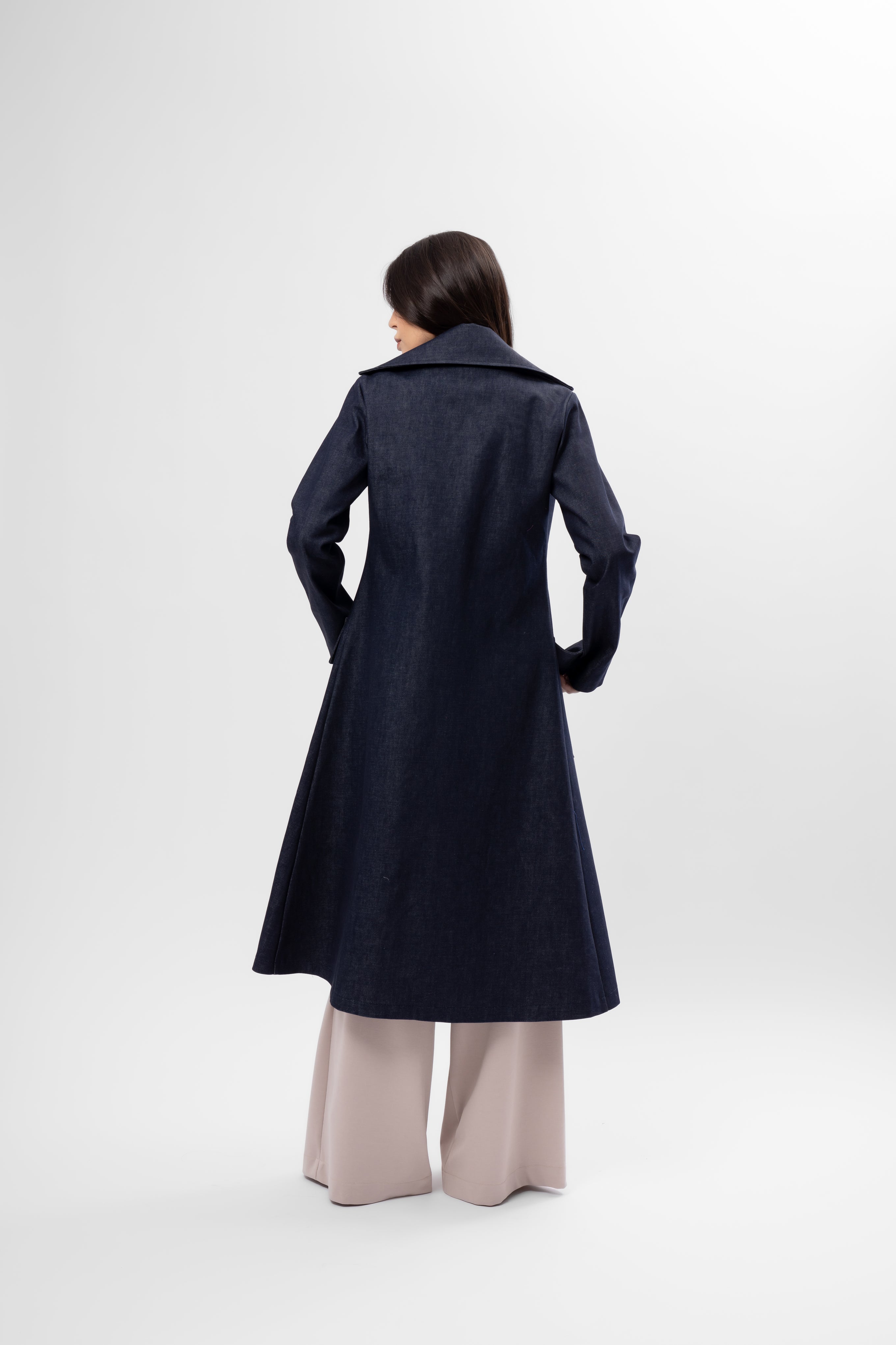 Trench Lung din Denim