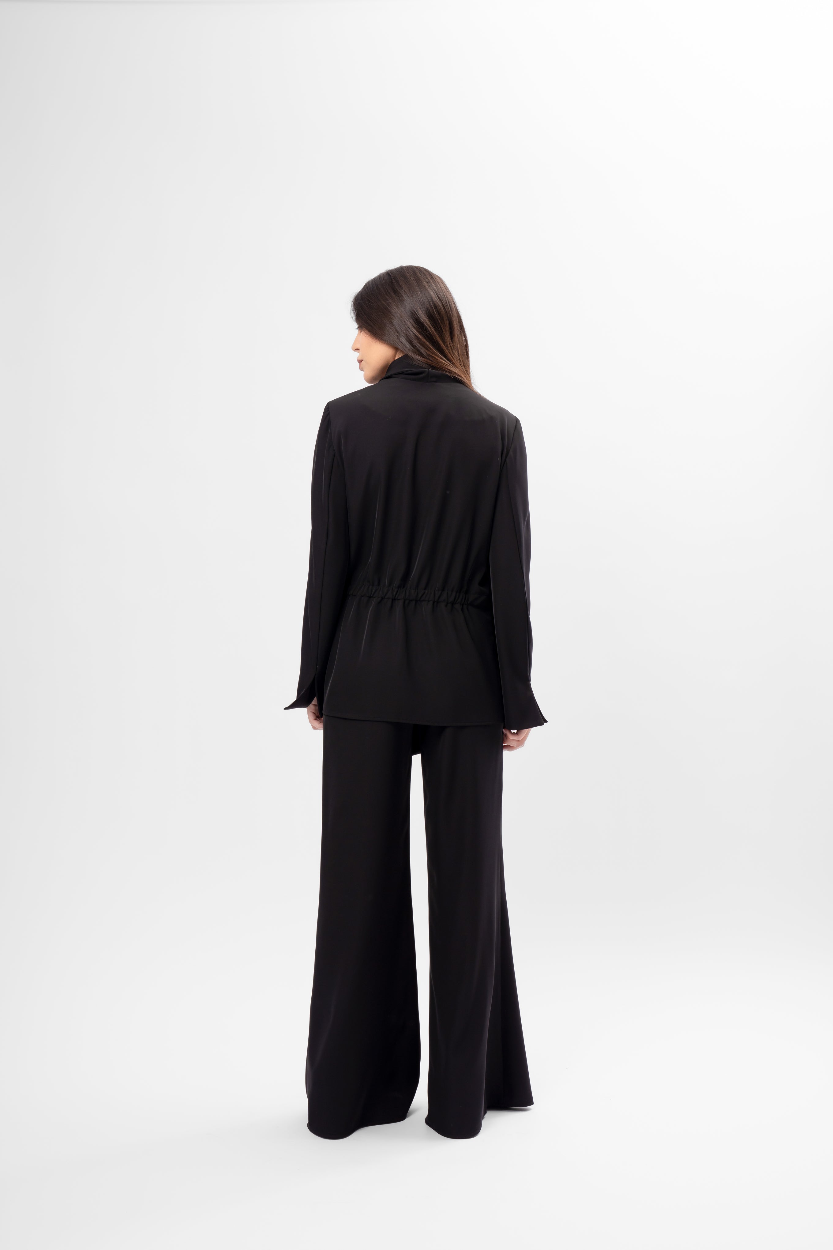 Black Set with Wrap Blazer and Flared Trousers
