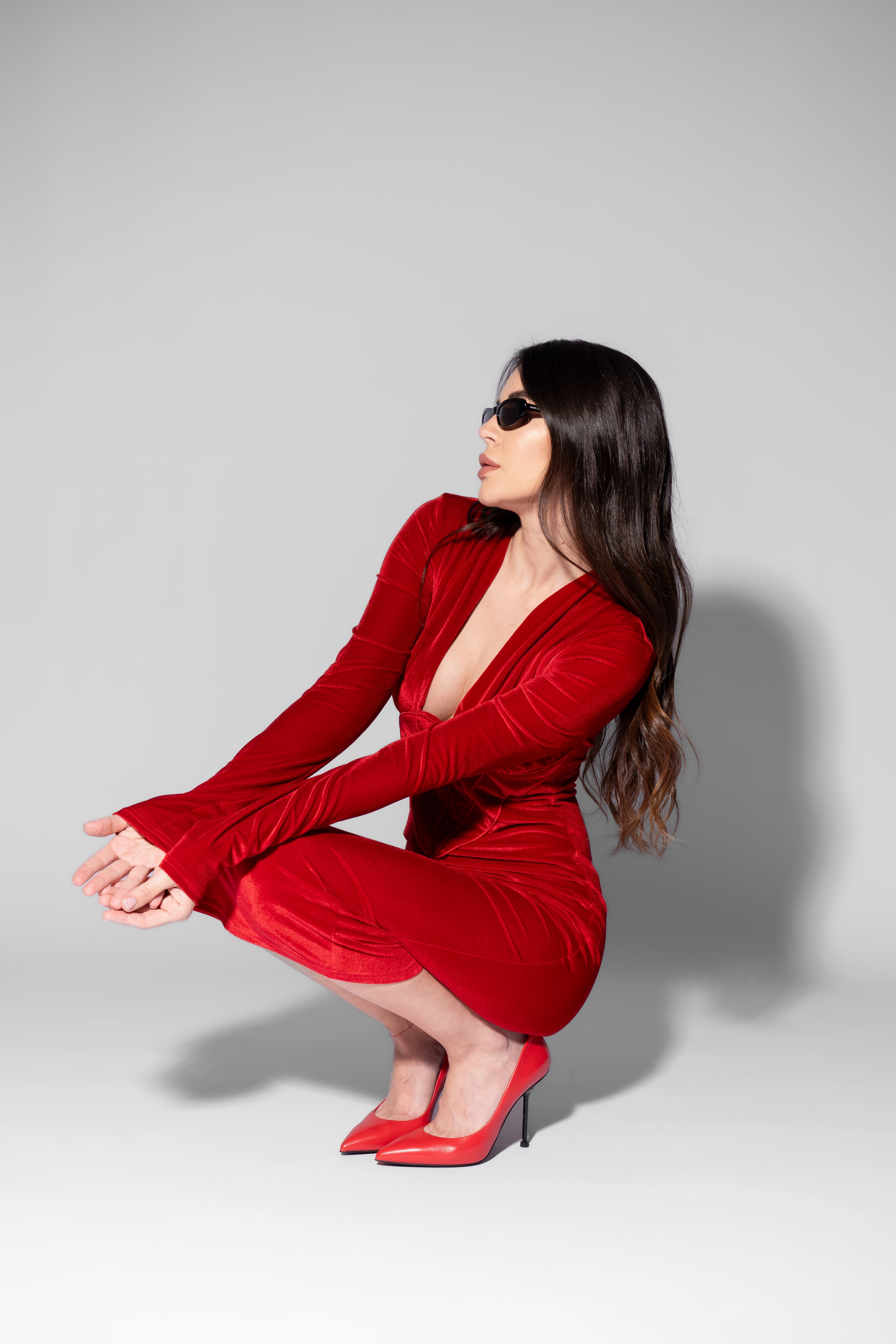 Red Velvet Dress with Corset