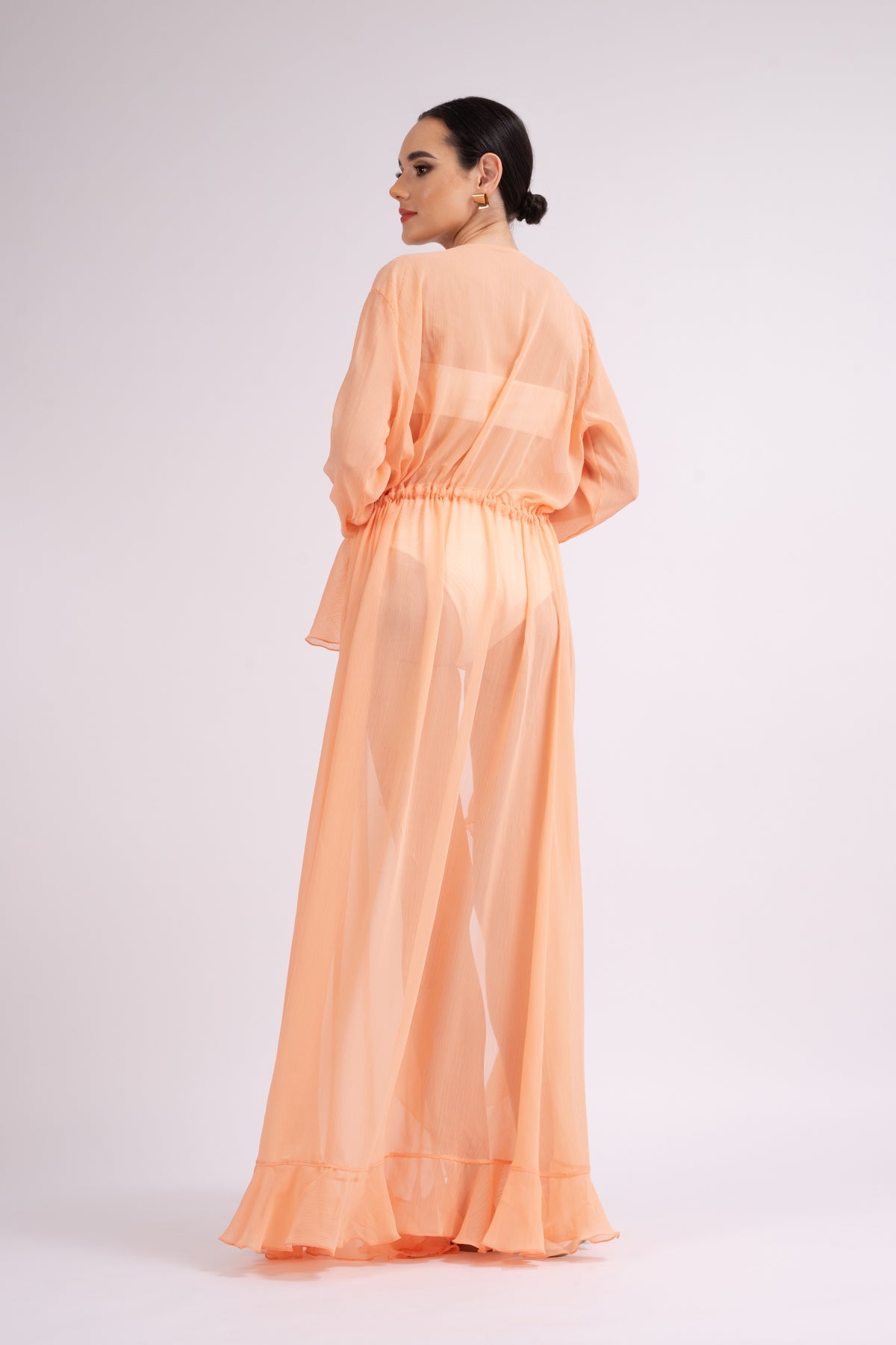 Peach ruffled kaftan
