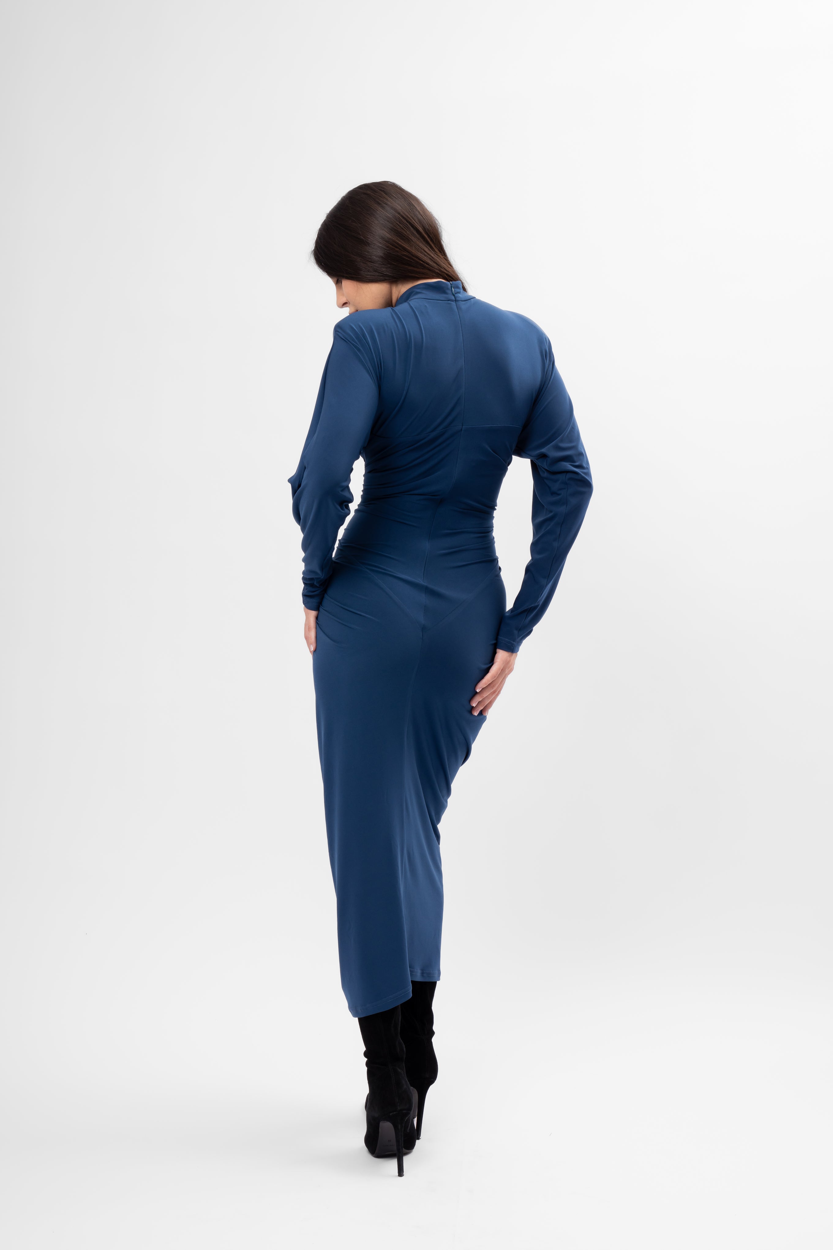 Turquoise Midi Dress with Heart-Shaped Detail