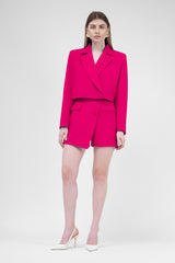 Fuchsia Suit With Cropped Blazer And Skort