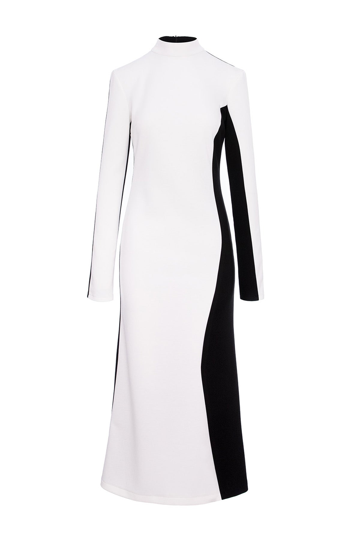 White and Black Bicolor Modal Maxi Dress