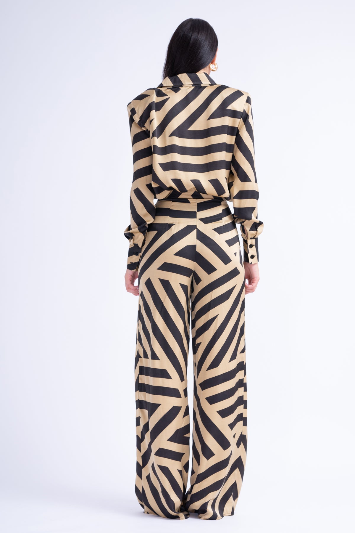 Printed Matching Set With Shirt And Straight-Cut Trousers