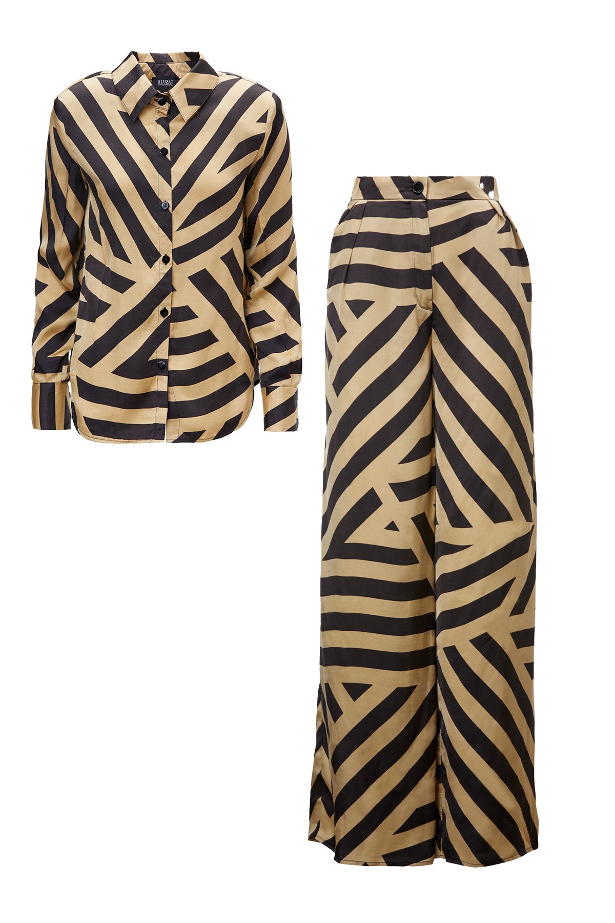 Printed Matching Set With Shirt And Straight-Cut Trousers