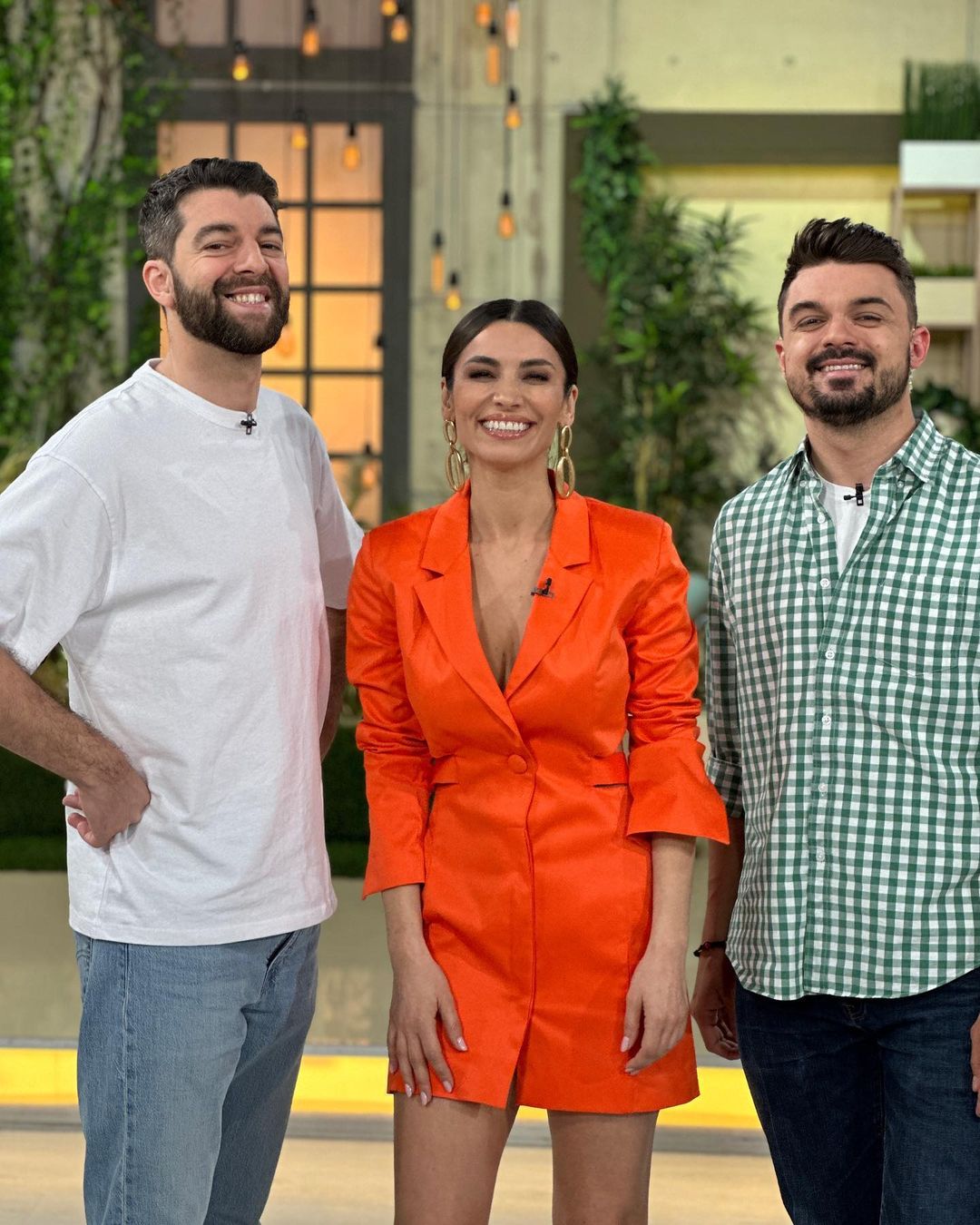 Deconstructed orange mini blazer dress