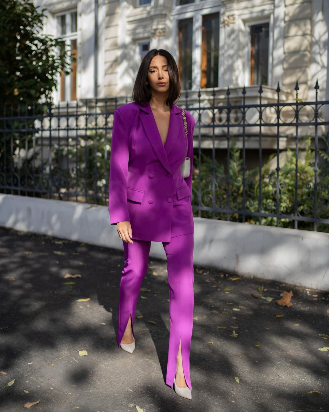 Purple Suit With Tailored Hourglass Blazer And Slim Fit Trousers