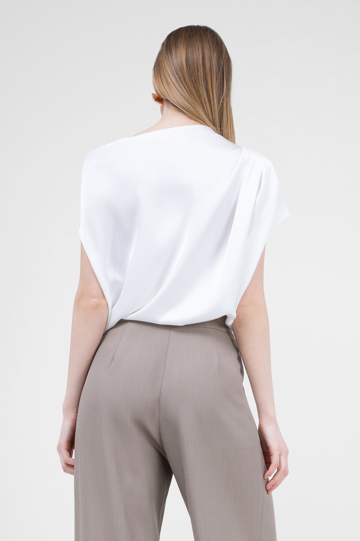 Ivory Asymmetrical Draped Top